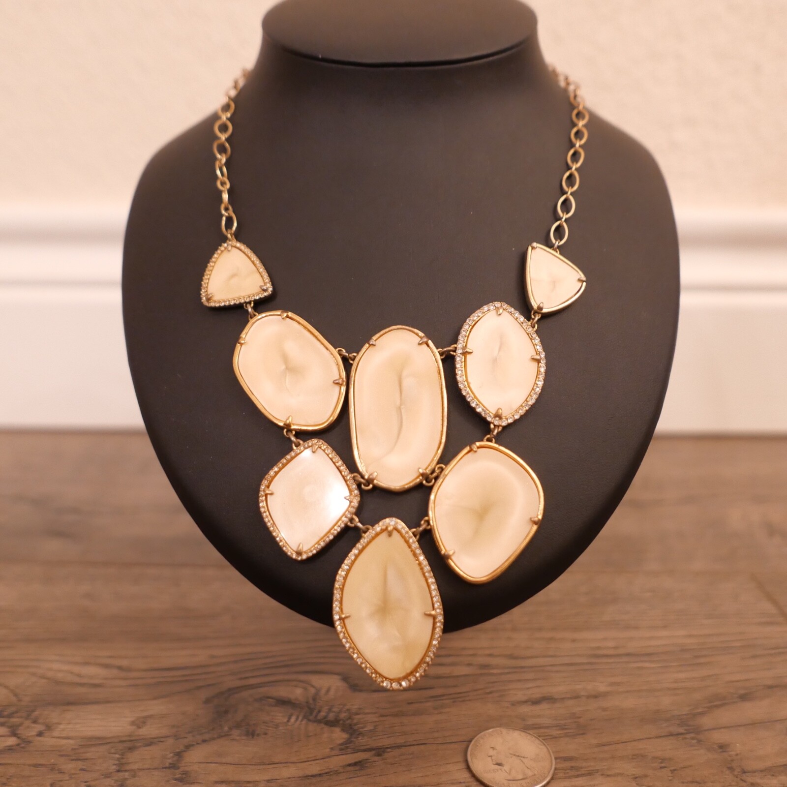Stella & Dot Fiona Goldtone Bib Statement Necklace