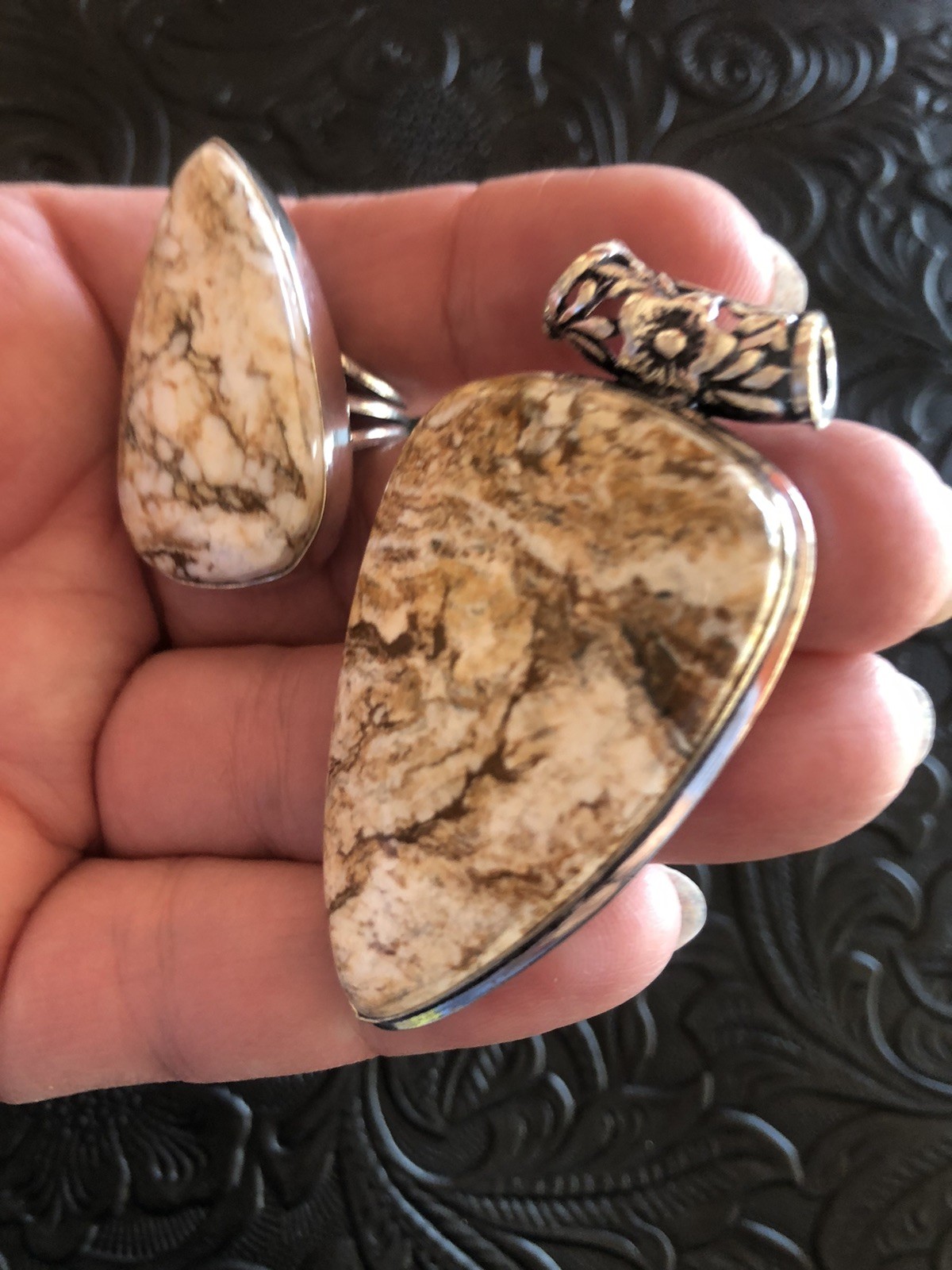 Wild Horse Turquoise Ring Size 7 and Pendant Set, Crazy Beautiful