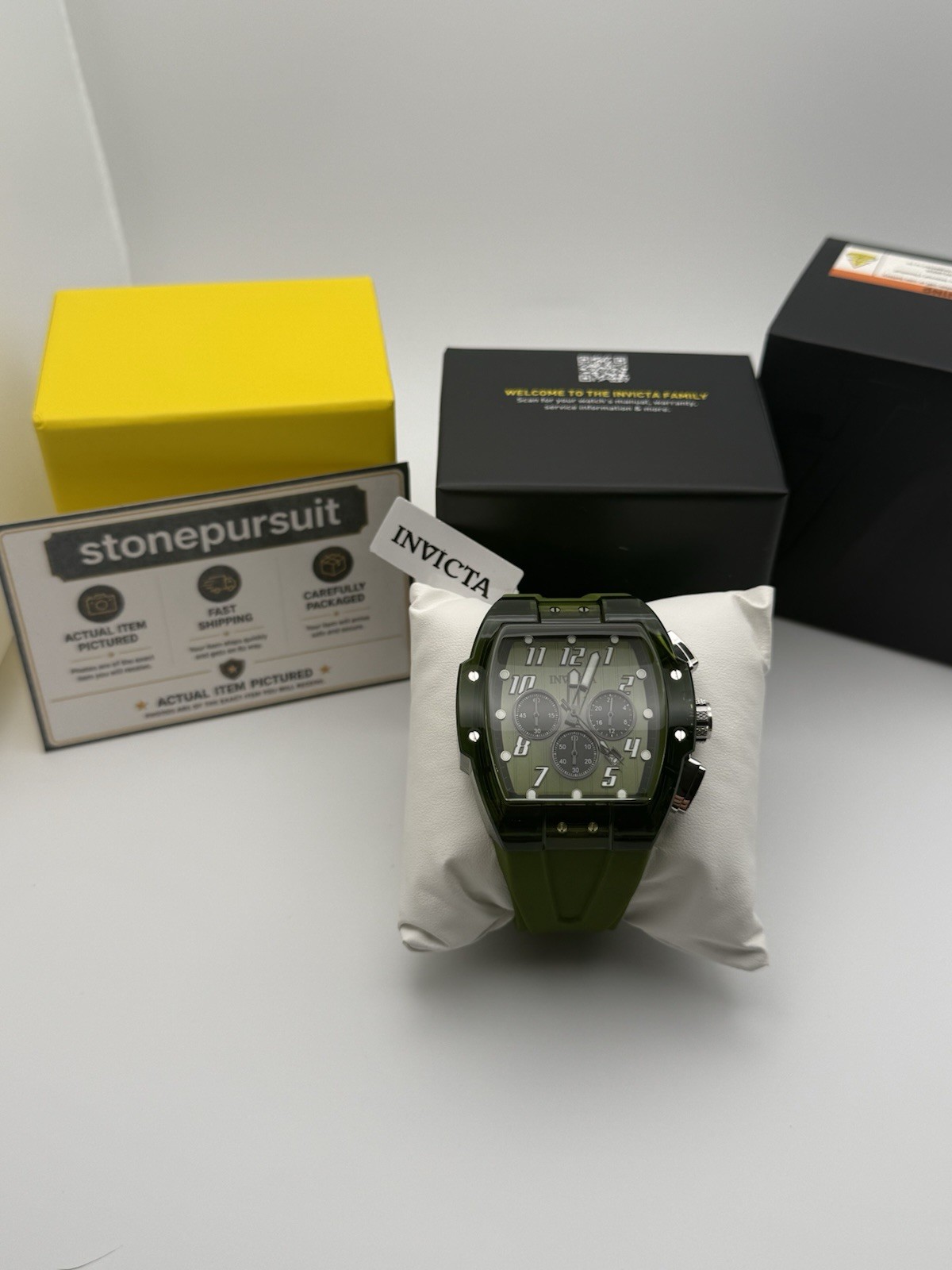 Invicta 49980 S1 Rally Vortce 47mm Chronograph Green Transparent Quartz NIB New