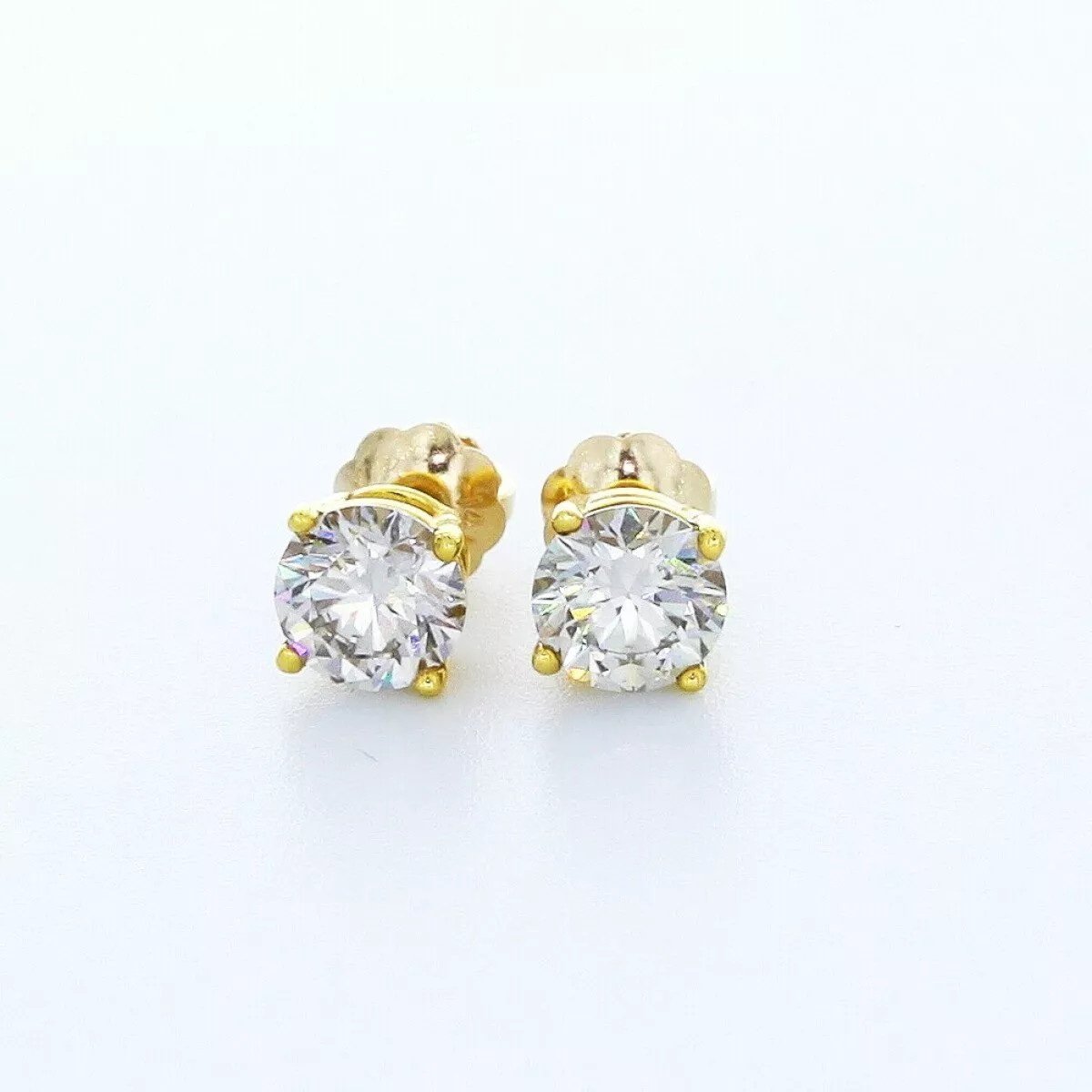 Stud Earrings Classic Solid 14K White Gold 1.26 CT Round Natural Diamond G SI1