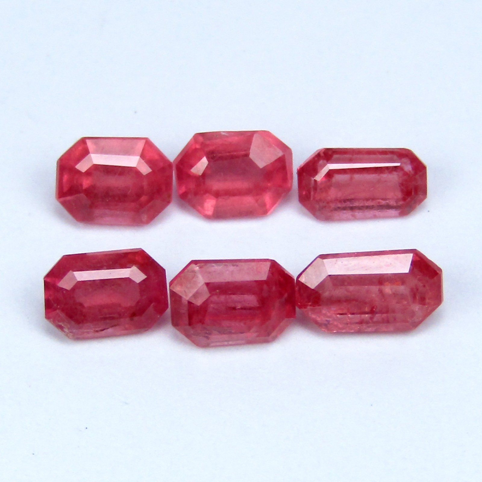 1.06 Cts RARE HUGE NATURAL RHODONITE EMERALD CUT 6PCS LOOSE GEMSTONE