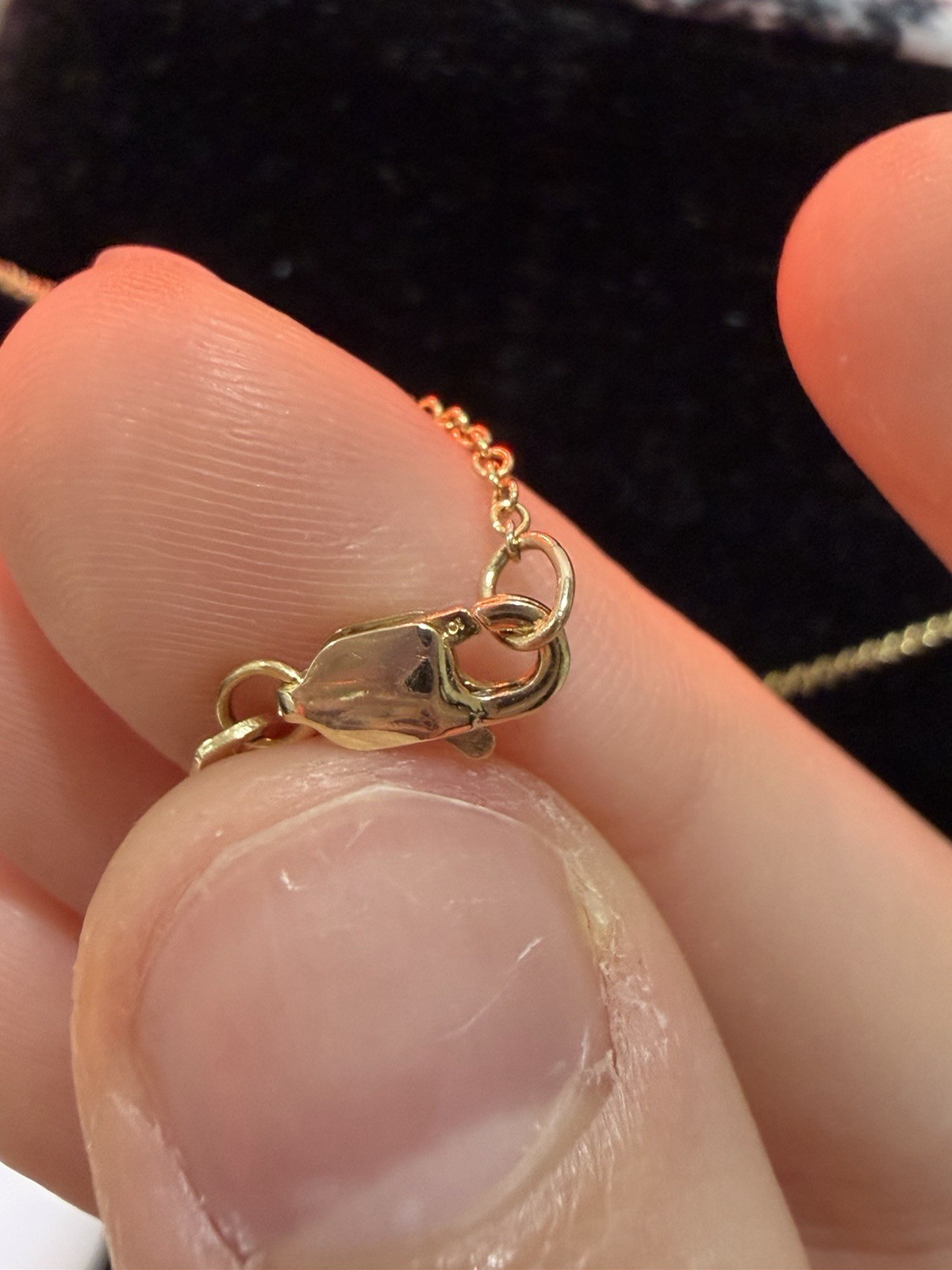 10K Yellow Solid Gold Pave Diamond Triple Paperclip Link Designer Necklace
