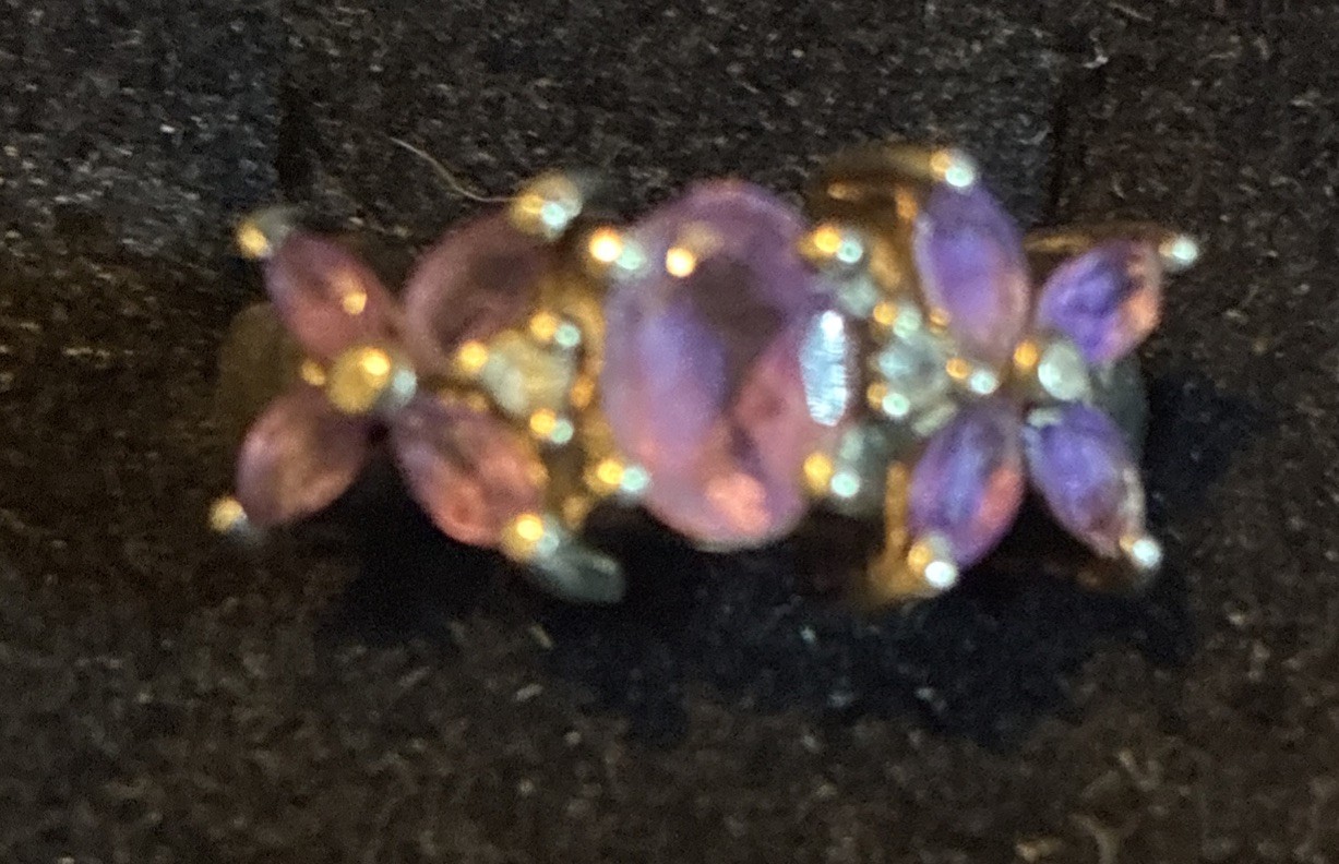 SS 925 Tanzanite/CZ Flower Ring Sz 6.5 QJ Stamp