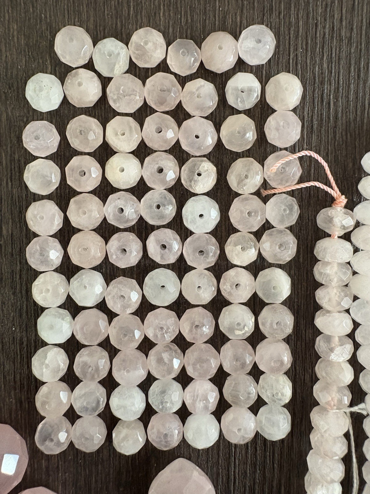 LOT Of Rose Quartz Heartshape Roundelle Stones Beads Read Info