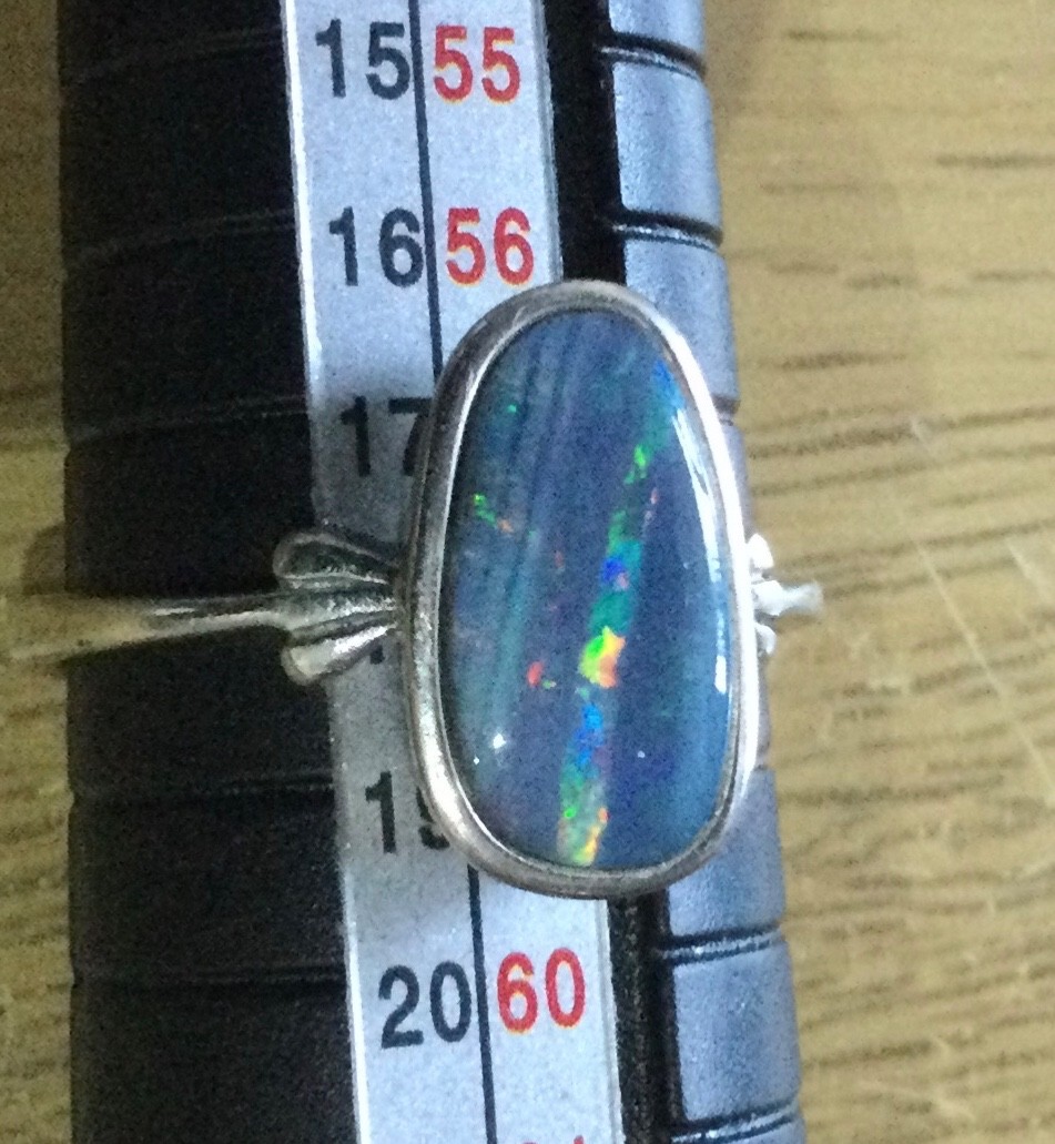 Beautiful Australian Opal Ring In Solid 925 Sterling Silver – Size US 8.25