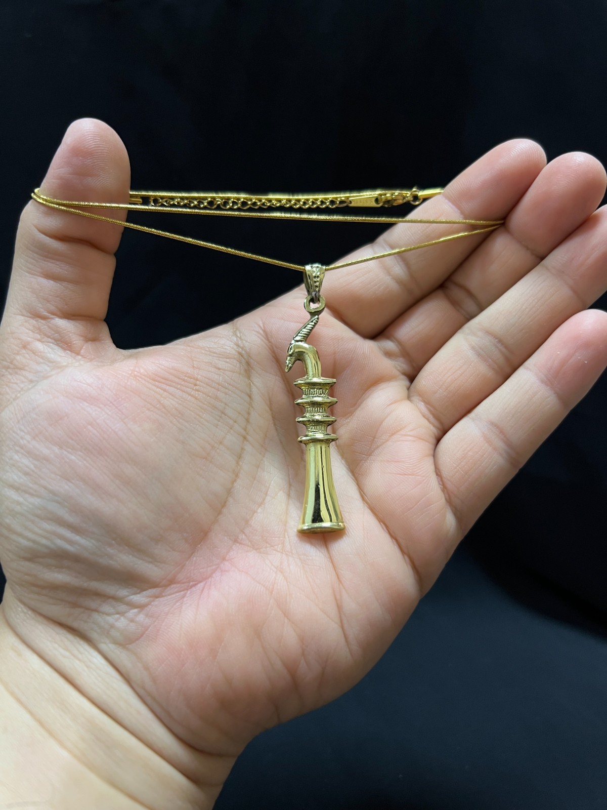 Brass Egyptian Djed Pillar Seth Pendant Necklace Symbol of Power