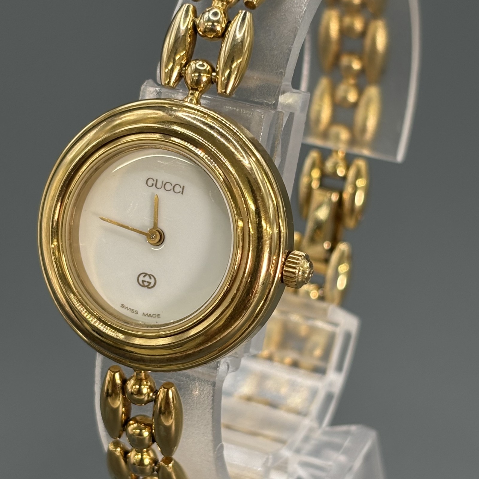 [Near MINT] Gucci Change Bezel 12 Colors White Gold Dial Women Watch Box