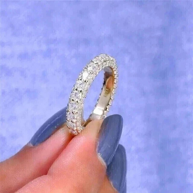 2.00 CTW Round Cut Natural Diamond 14K Yellow Gold Eternity Band Married Ring