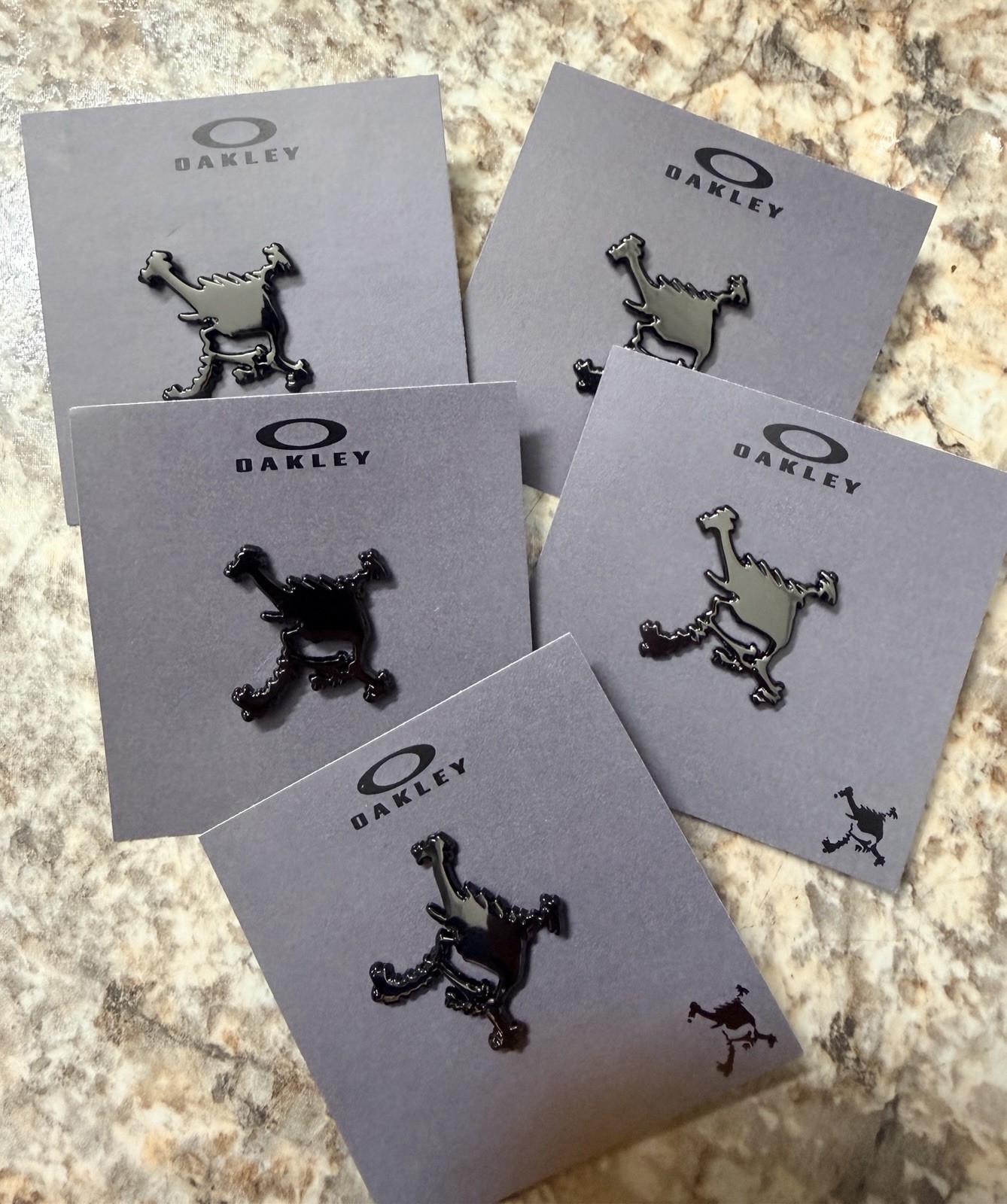 Oakley Skull Logo Metal Pin Glossy Black Enamel, Free Decal w/ Purchase