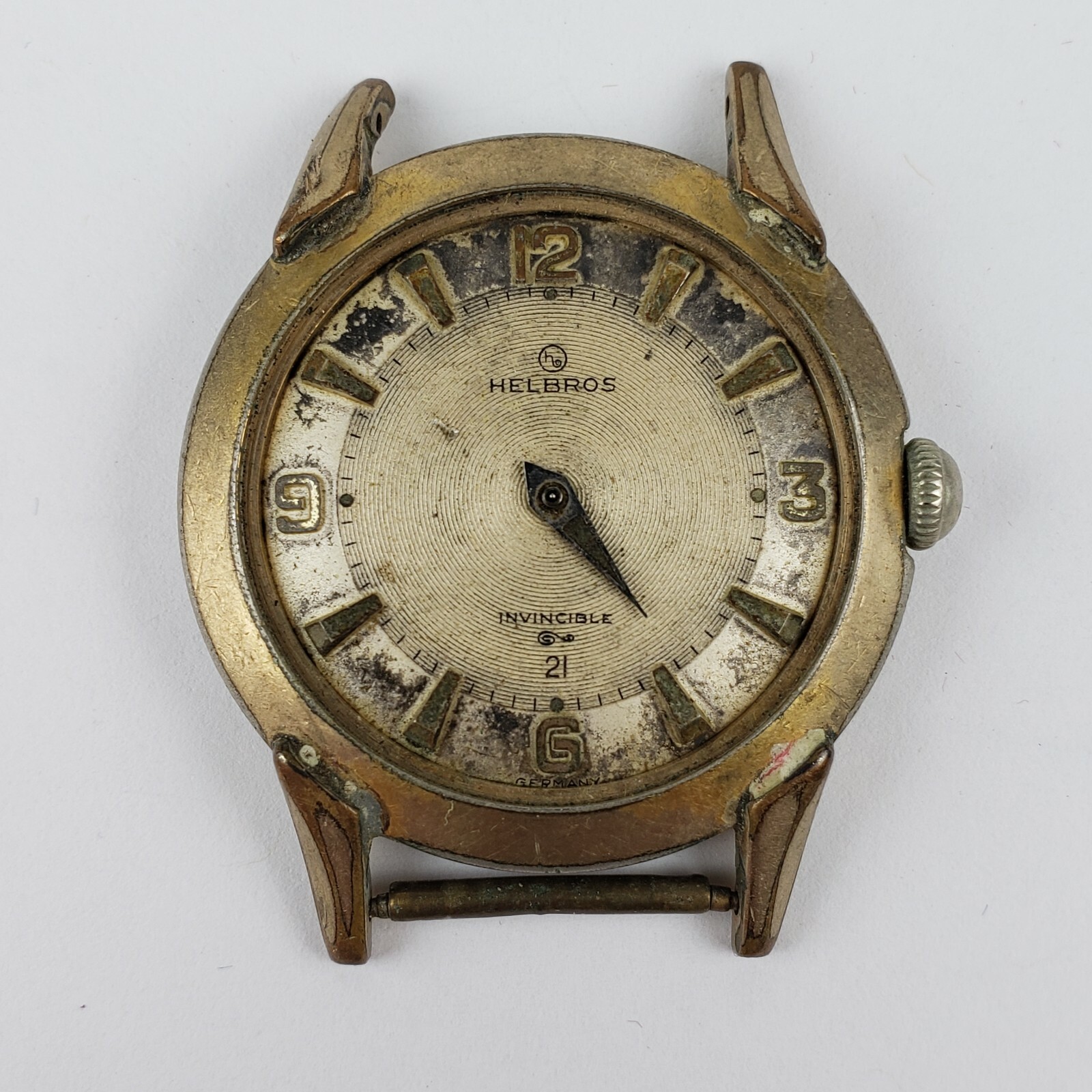 Vintage Helbros Mens Gold Tone Watch Invincible 21 For Parts Repair
