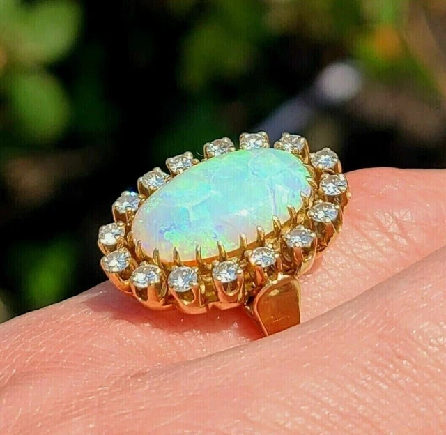 2.80Ct Oval Cut Genuine Fire Opal Halo Engagement Ring 14K Yellow Gold Plated