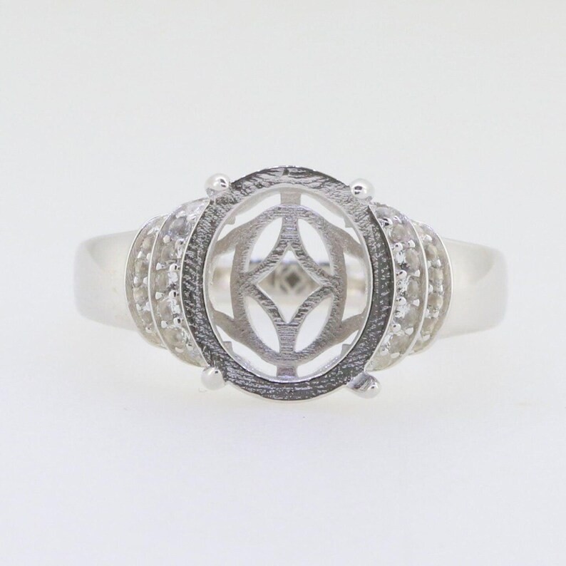 Sterling Silver Semi Mount Setting Oval 12x10mm Cabochon Stone Setting Ring