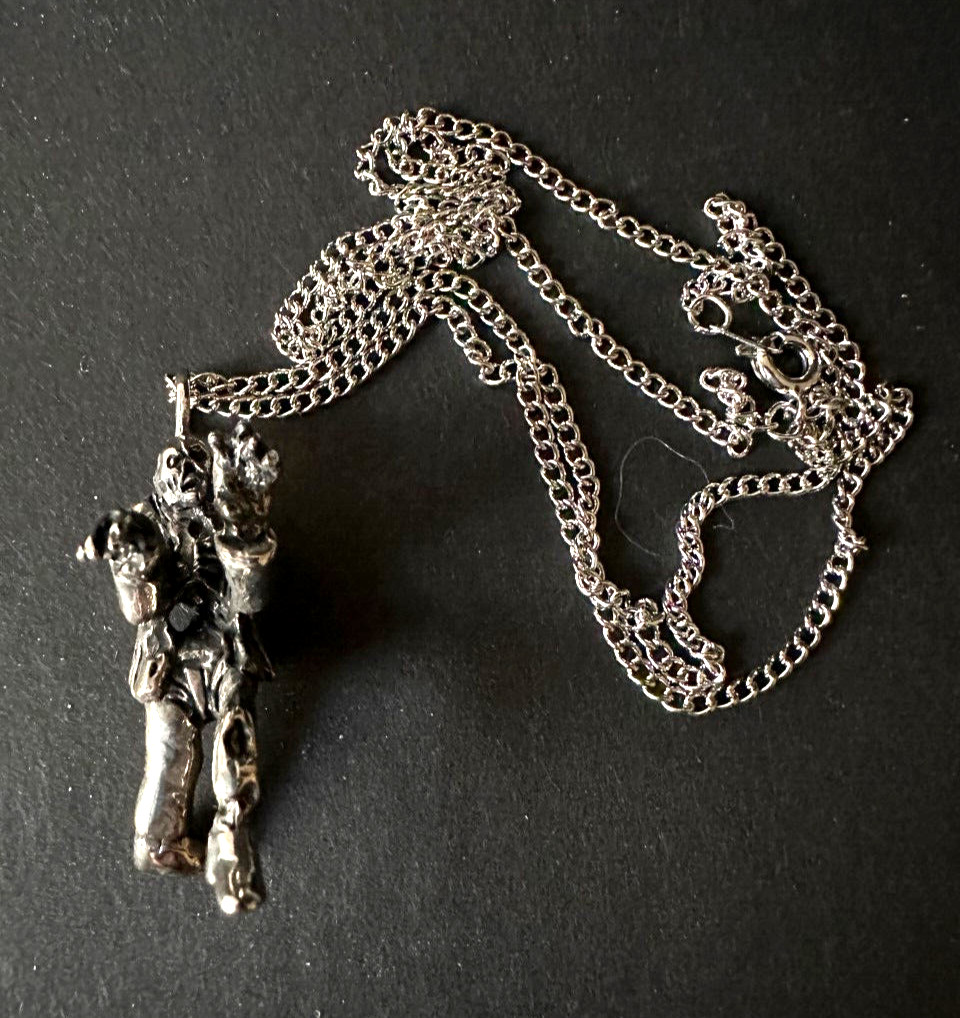 Zombie Necklace In White Bronze 4Cm With 60Cm Chain