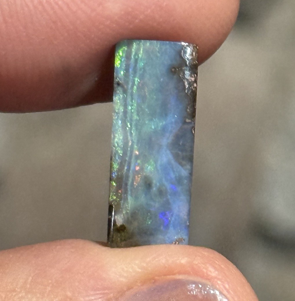 6ct 17.4×6.8×3.9mm Blue Australian Boulder Opal Split Cabochon Gem