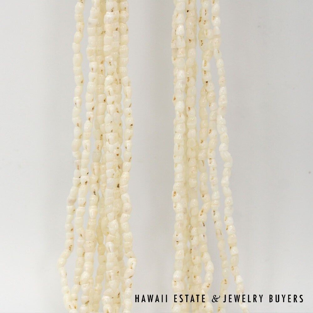 Ni’ihau Shell Wedding Lei 10 Strand Pololei Laiki Ke’oke’o Apu’upu’u 50 Inch