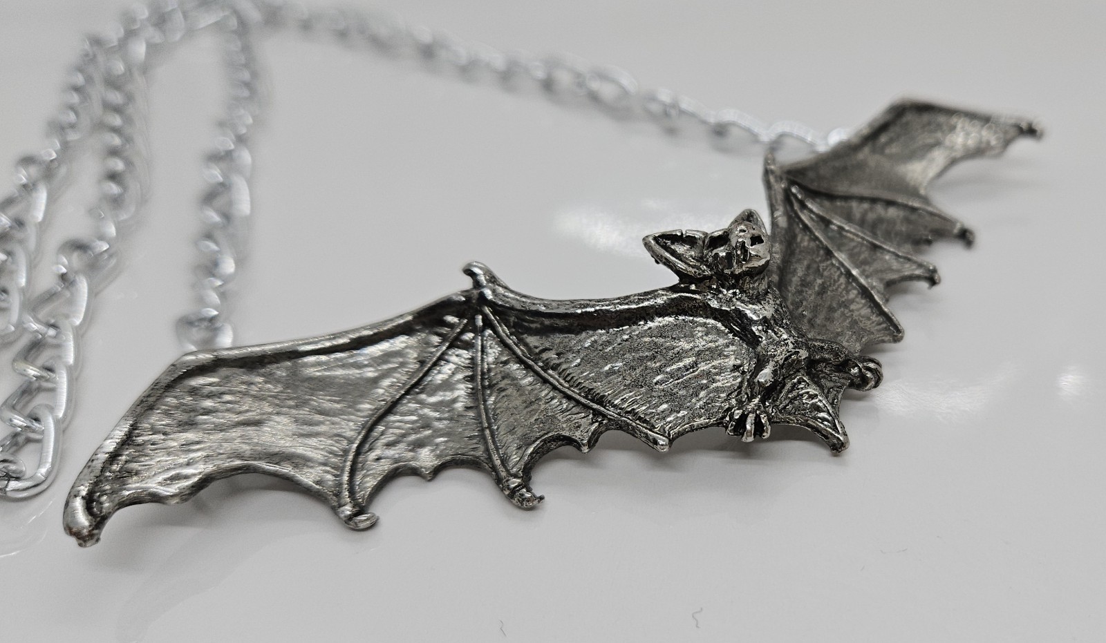 Vintage Bat Pendant Necklace Gothic The Alchemy Carta 1992 England 24″