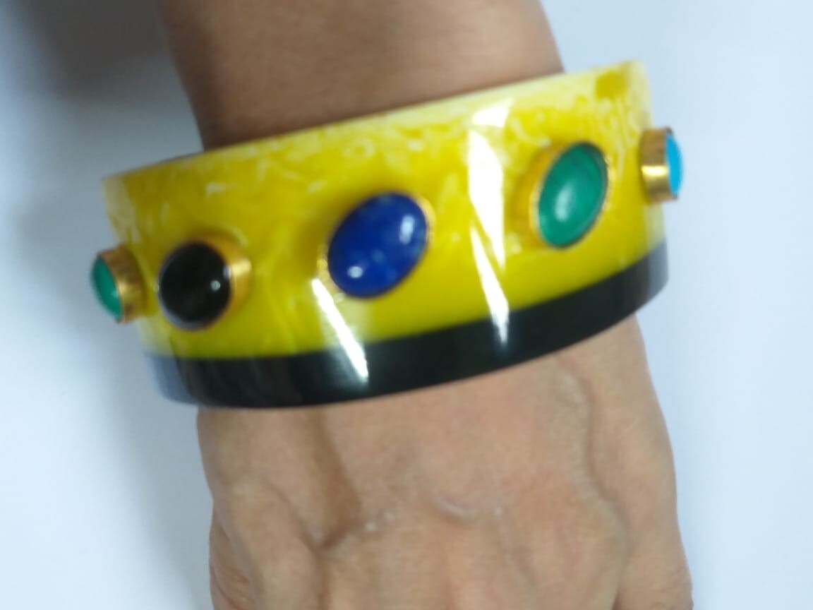 Beautiful Double Color Resin Bangle Bracelet Handmade Bangle Summer Jewelry Gift