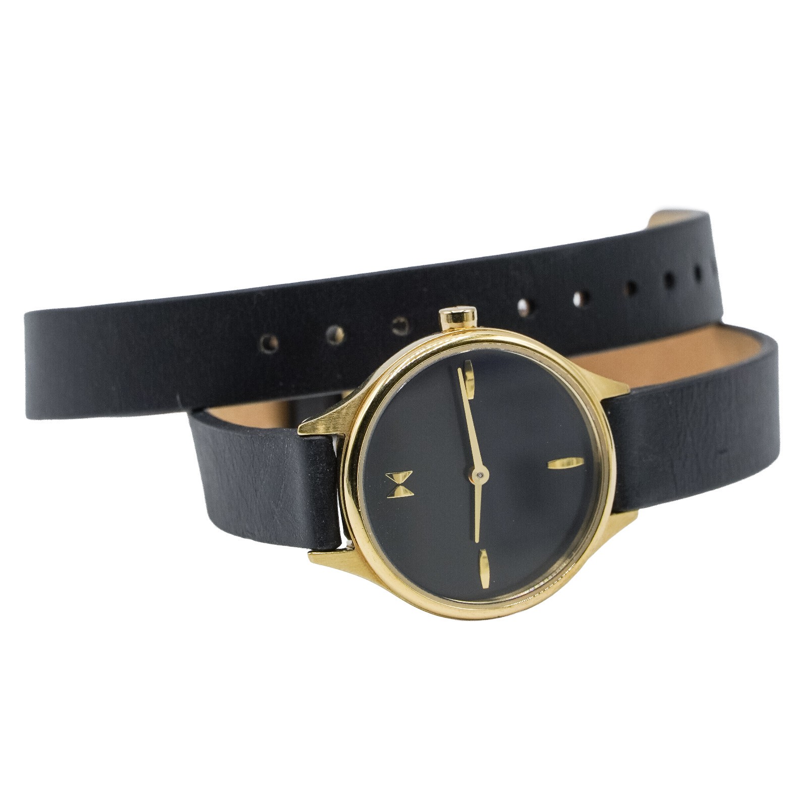 MVMT Reina Women’s Watch Japanese Quartz Double Wrap Black Leather