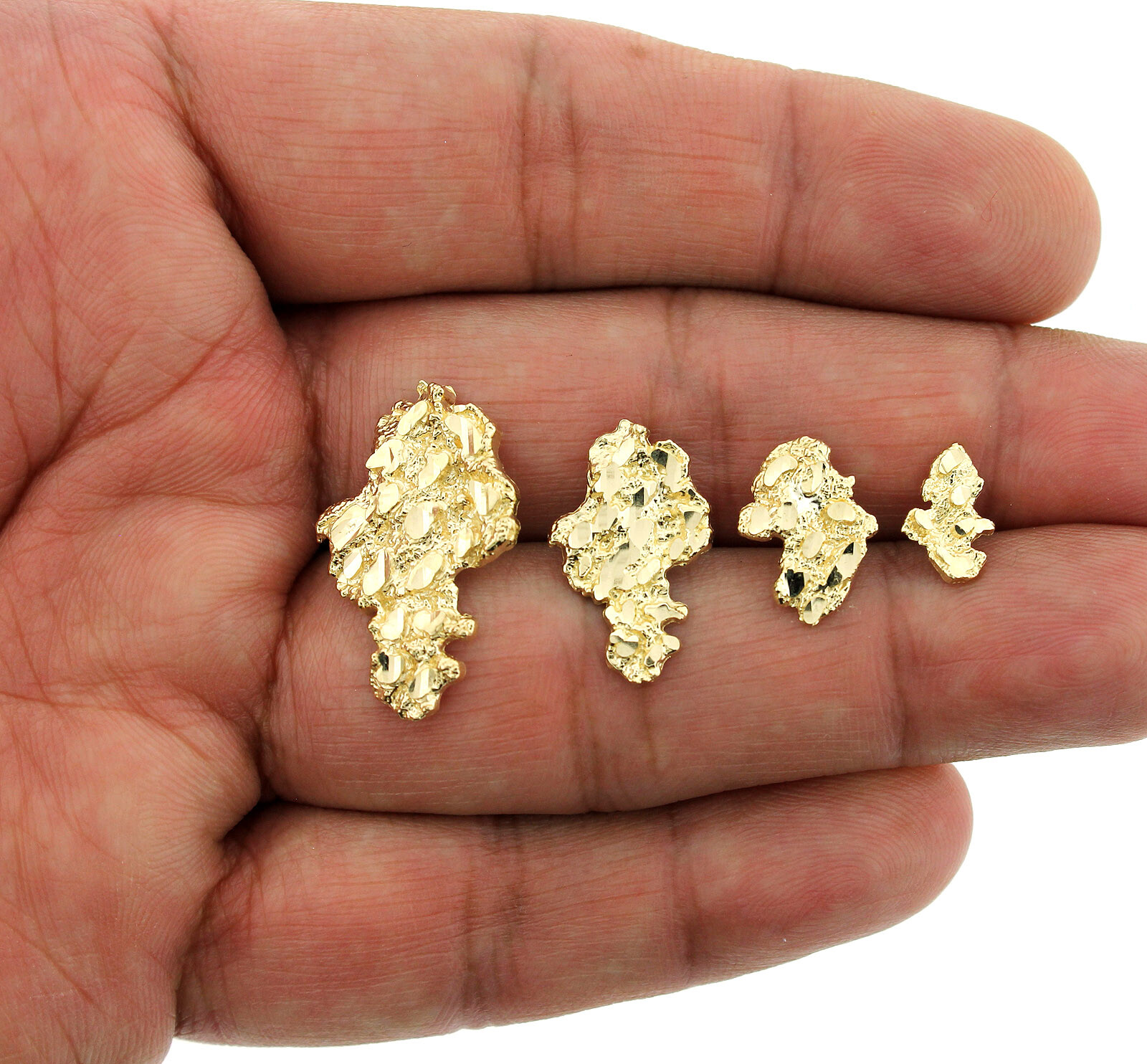 Men’s Women’s Kid’s 10K Solid Yellow Gold Diamond Cut Nugget Stud Earrings