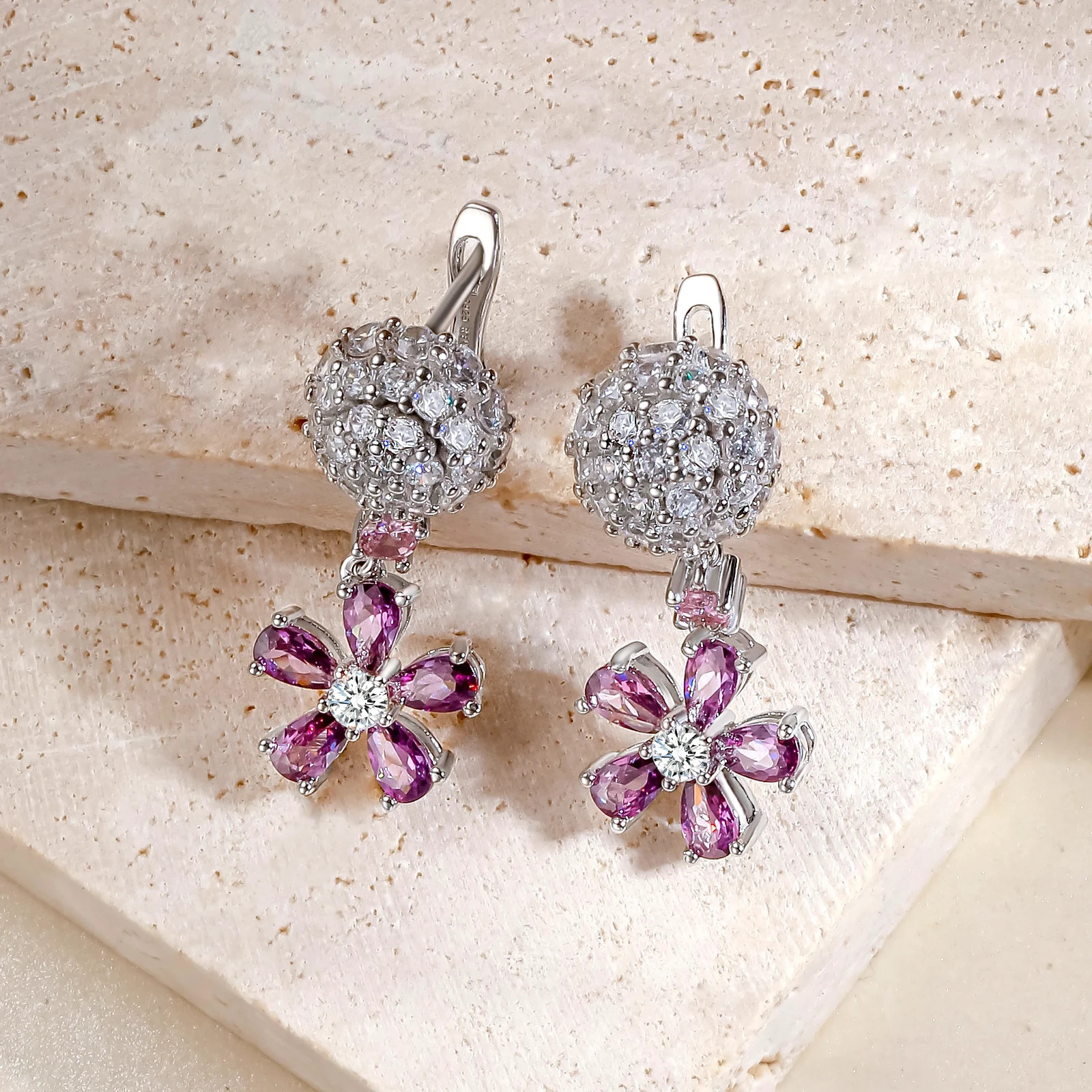 ReyMey Mismatched Moissanite Earrings 102 Stones Sapphire Tanzanite Cubic Zircon
