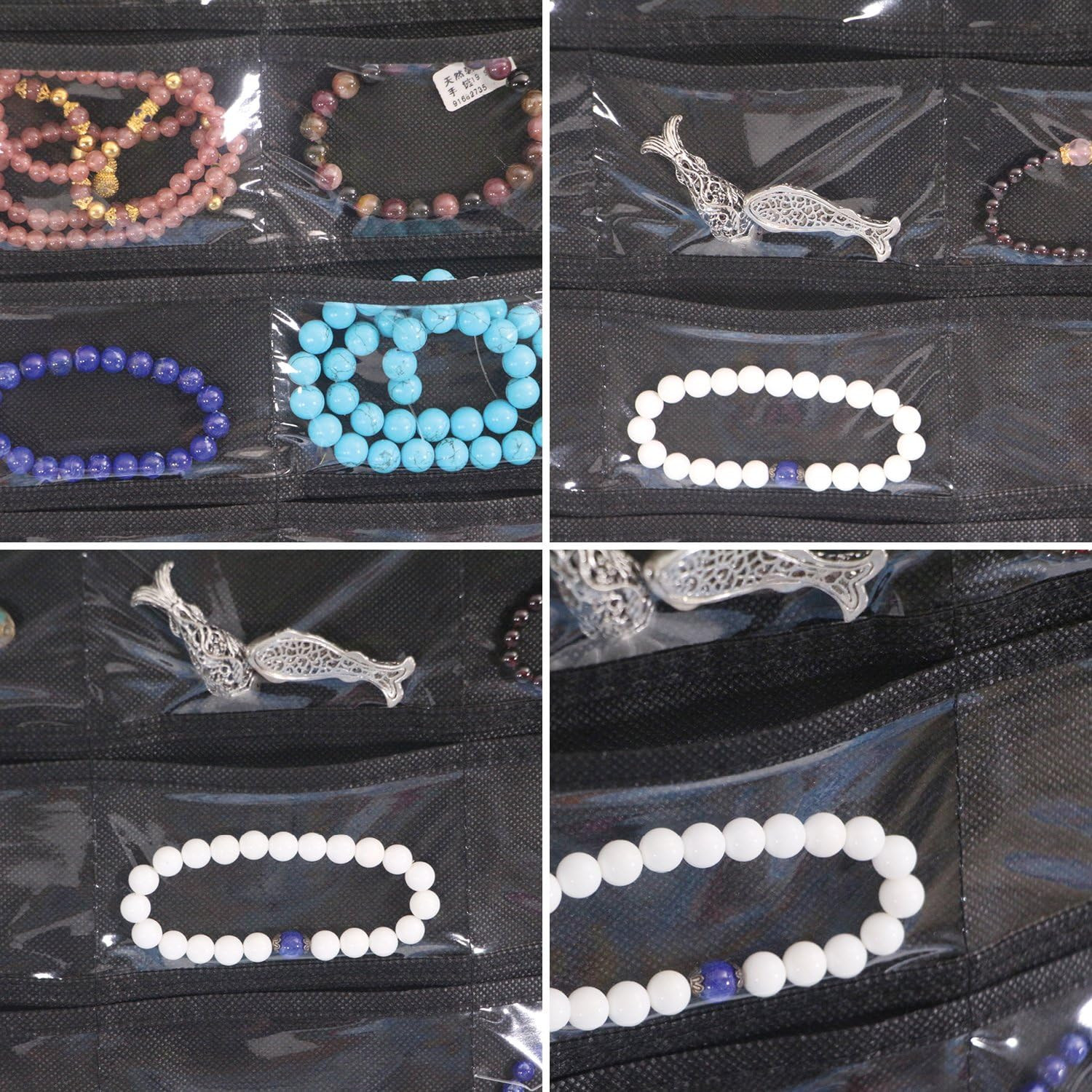 80 Pockets Hanging Jewelry Organizer for Women, Storage Bag for Earrings Necklac