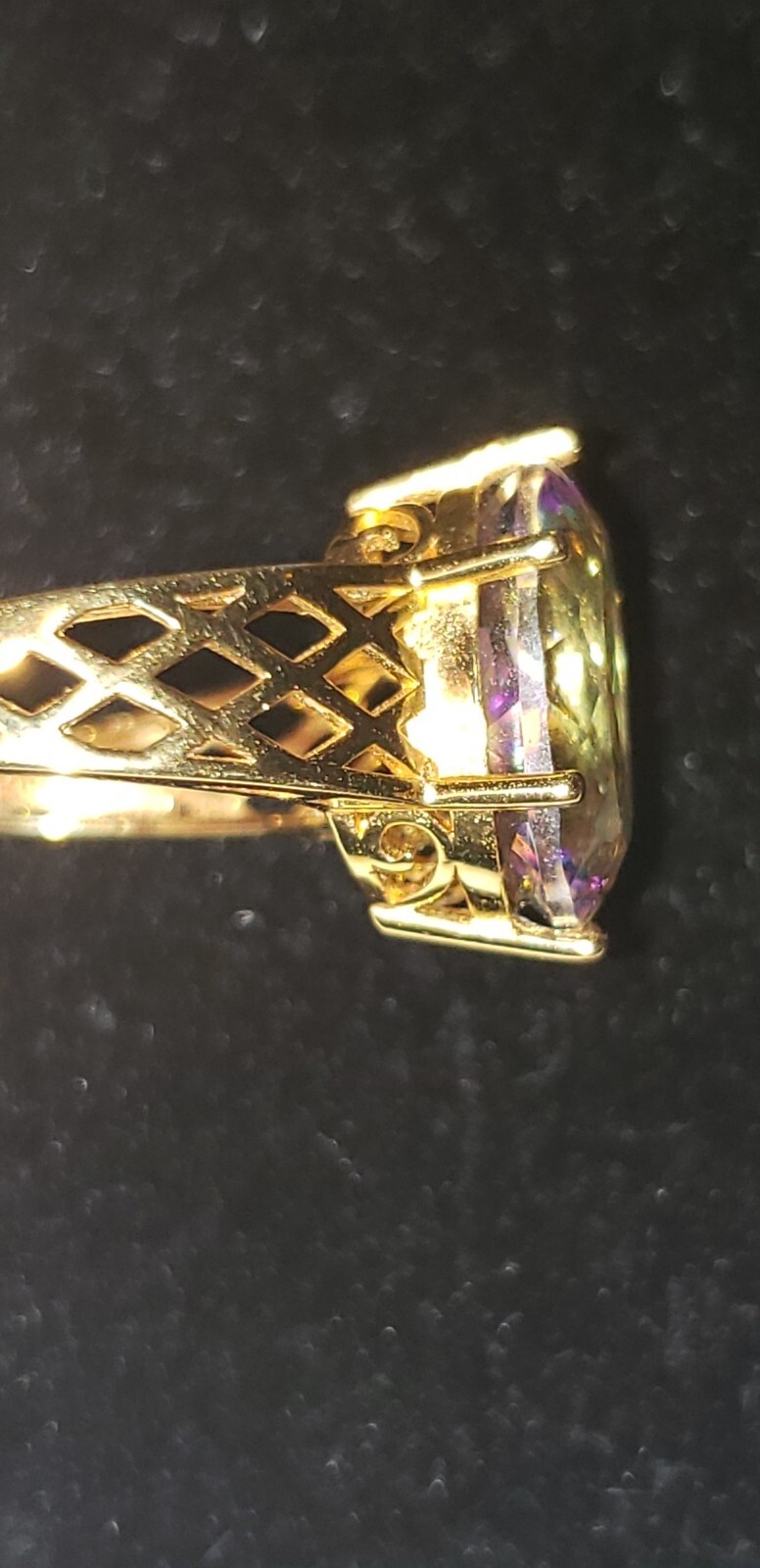 DK Ring Yellow Gold Plated Sterling Silver 925 Watermelon Rainbow Size 10.23
