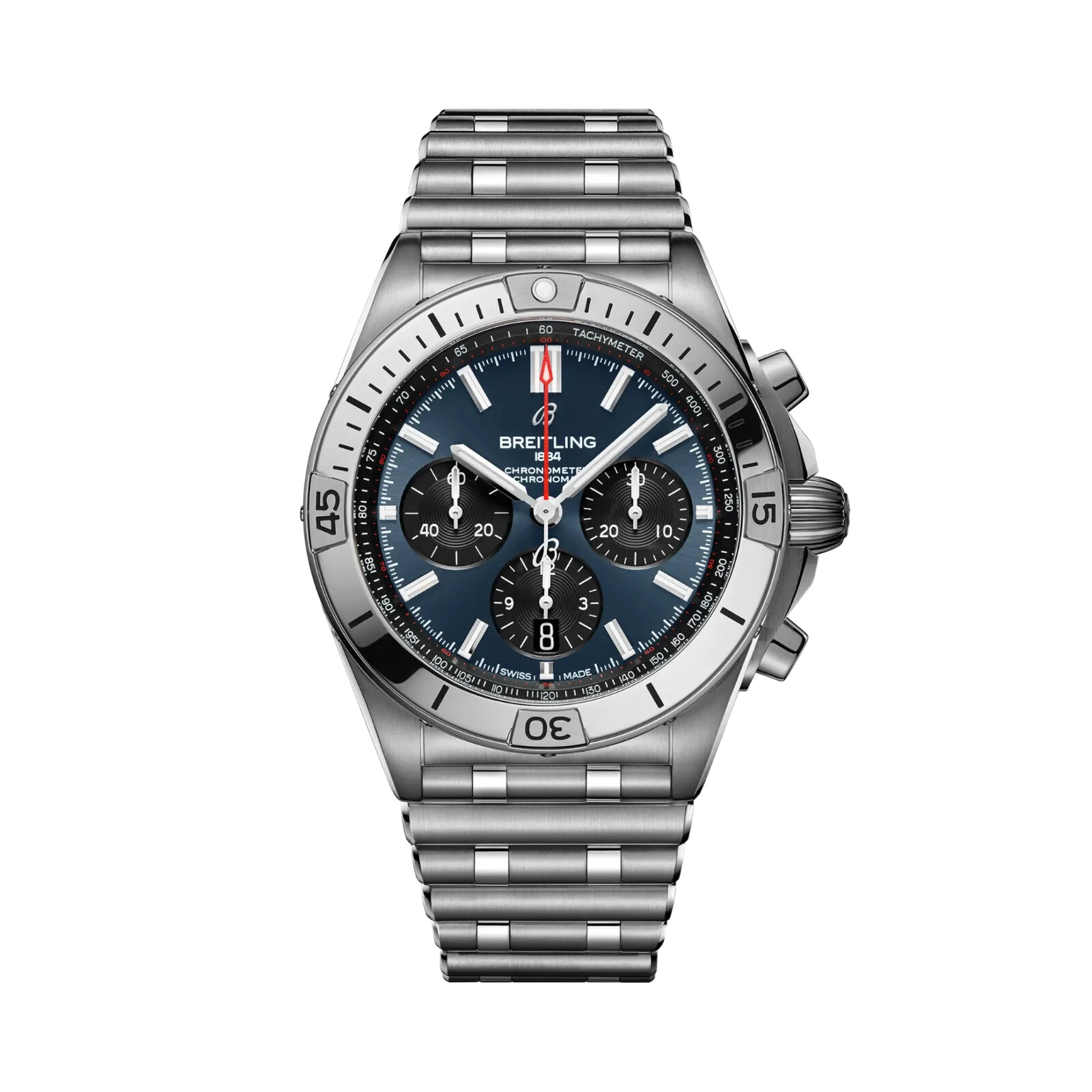 Breitling Chronomat B01 42mm Blue Dial Bullet Bracelet Watch AB0134101C1A1