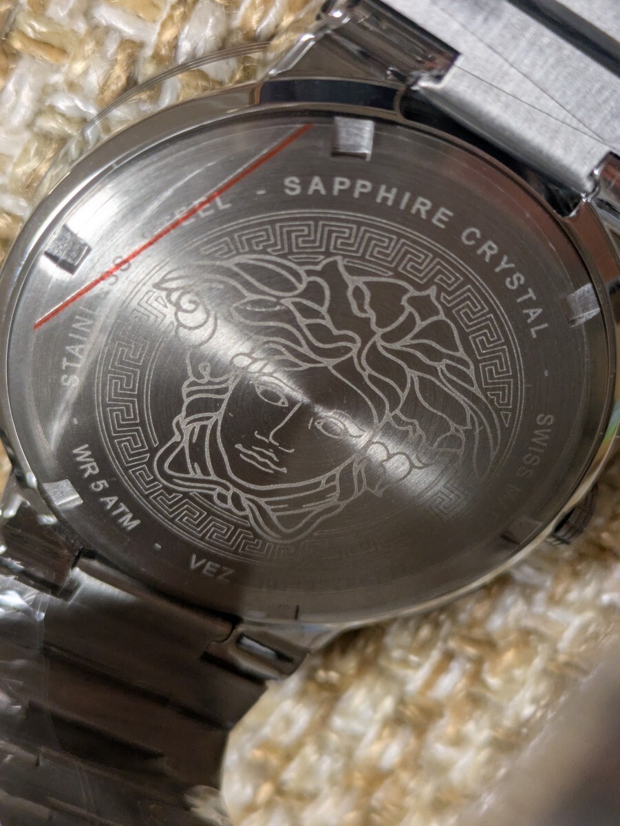 [B1P] VERSACE Greca Logo Chrono VEZ900121 Green Silver Watch [y2v]