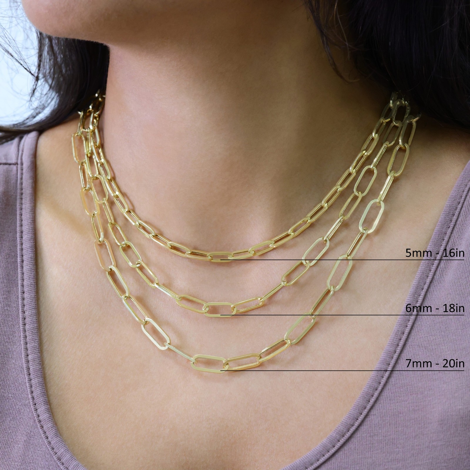 10k Yellow Gold Paperclip 2mm-9mm Chain Cable Rolo Necklace Mens Womens 16″-30″
