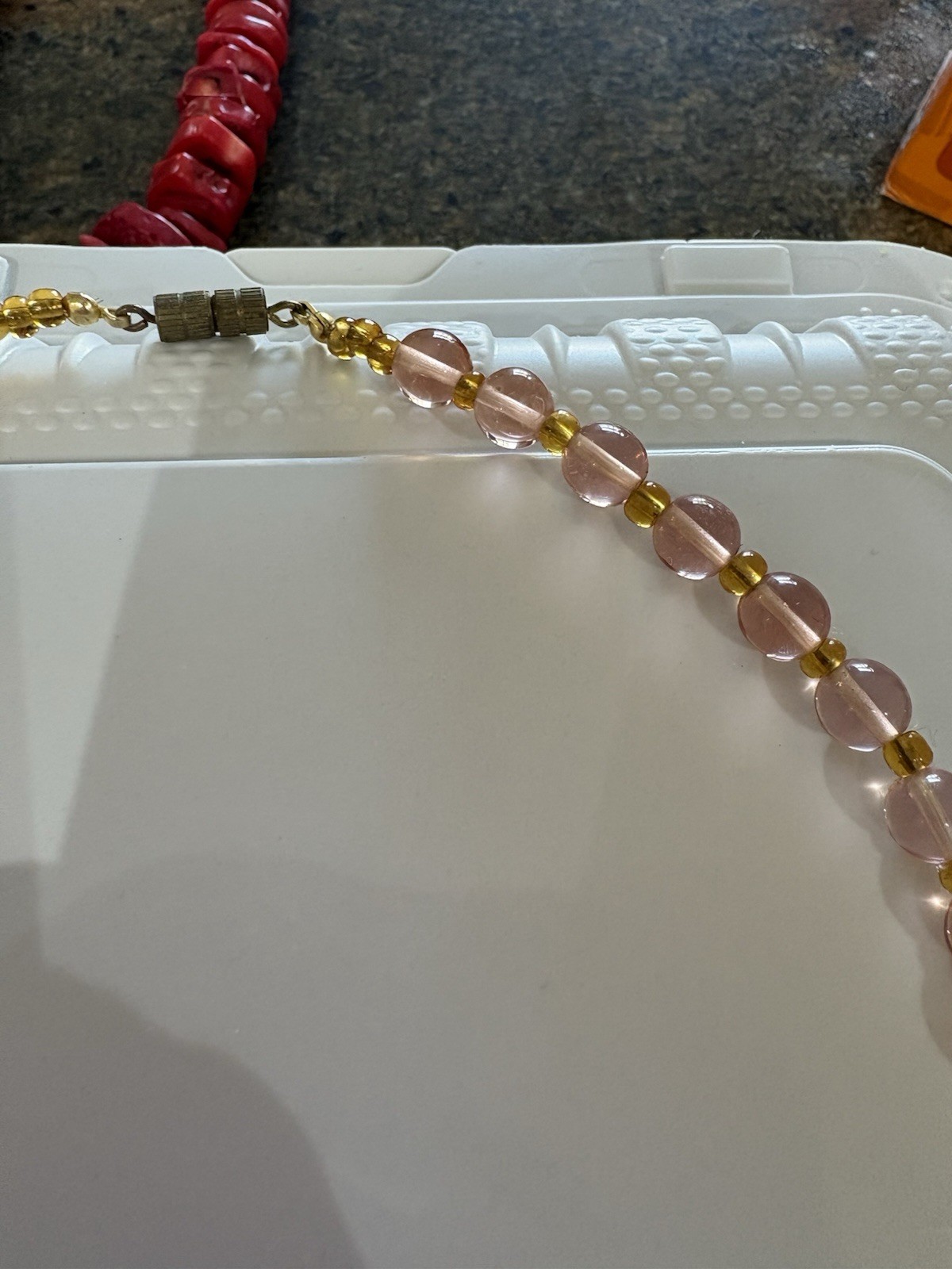 Vintage Italian Venitian Flower Necklace Pink Color