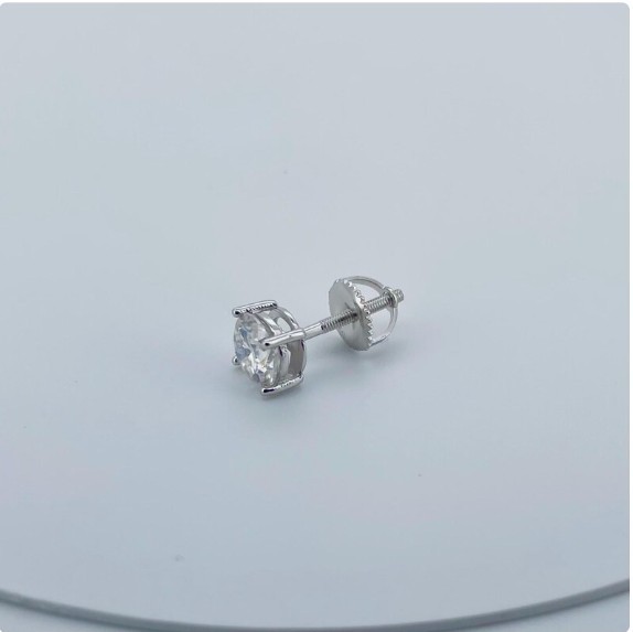 3mm-8mm Round Cut Lab Created Diamond Unisex Solitaire Stud Earring 925 Silver
