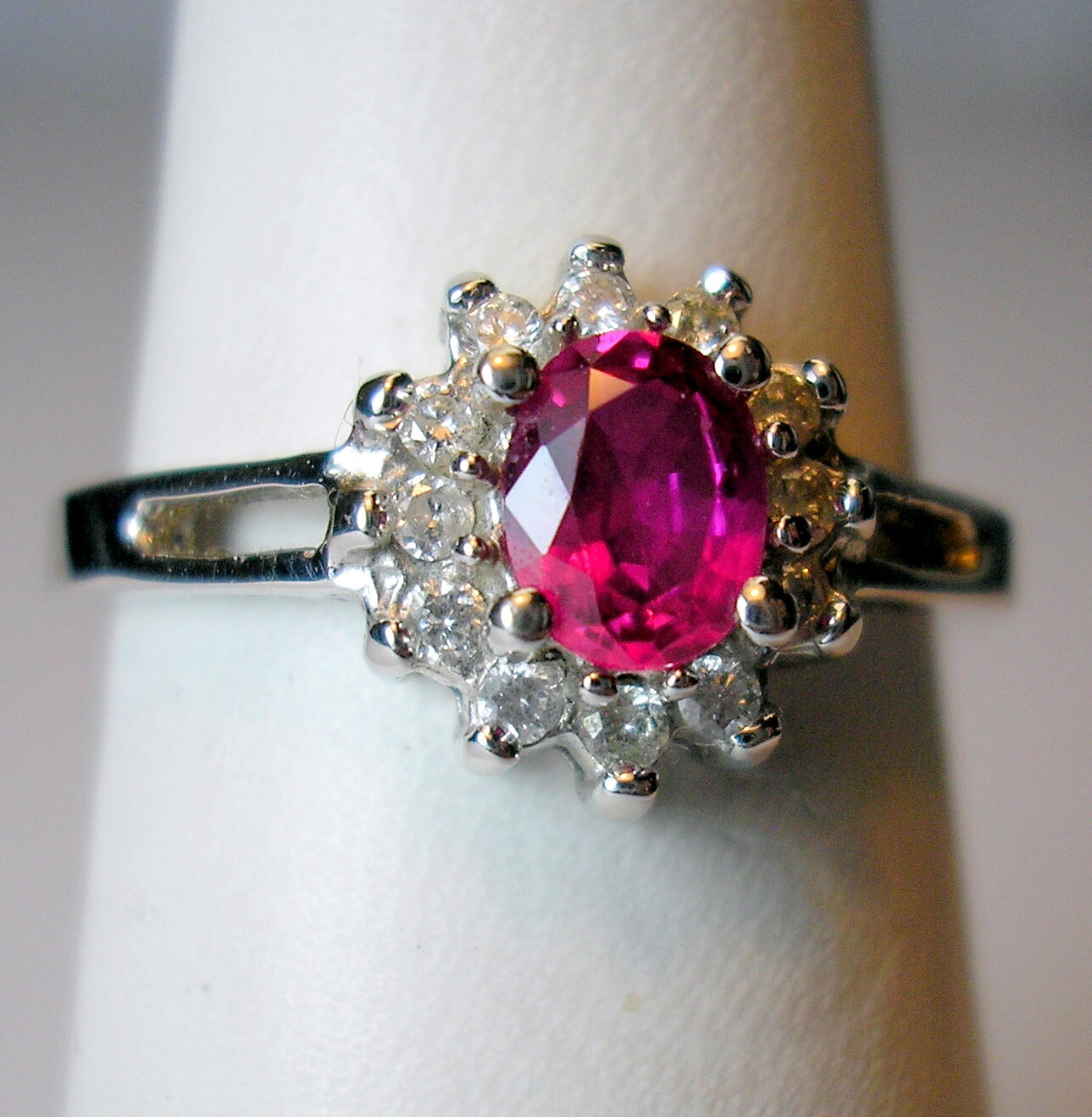 Est 0.36 ct Genuine Natural Ruby & Diamonds 14K White Gold Ring Was $895 Video