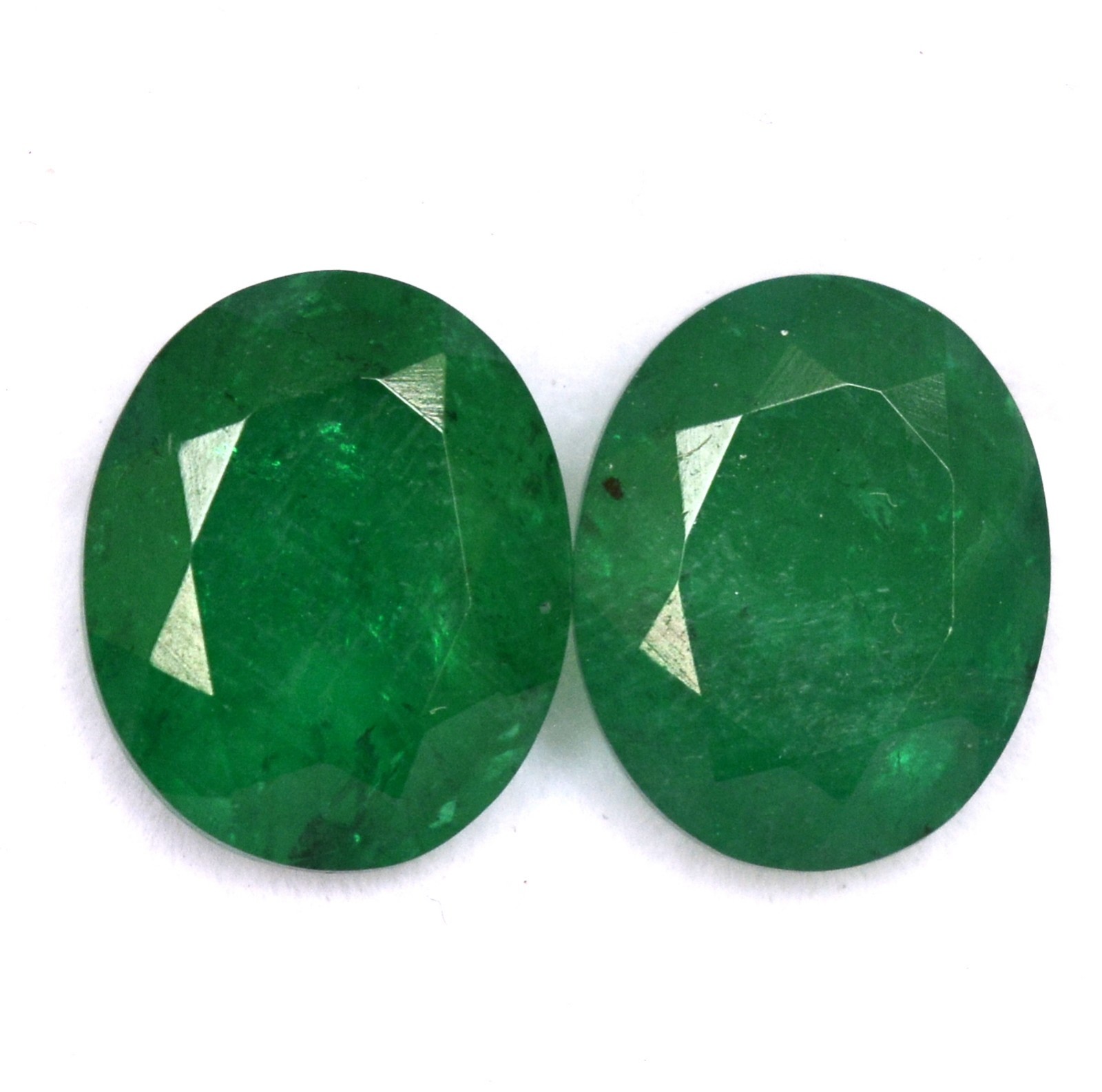 11×9 mm Emerald Color Doublet Oval Cut Pair 7.16 Cts Faceted Loose Gemstones