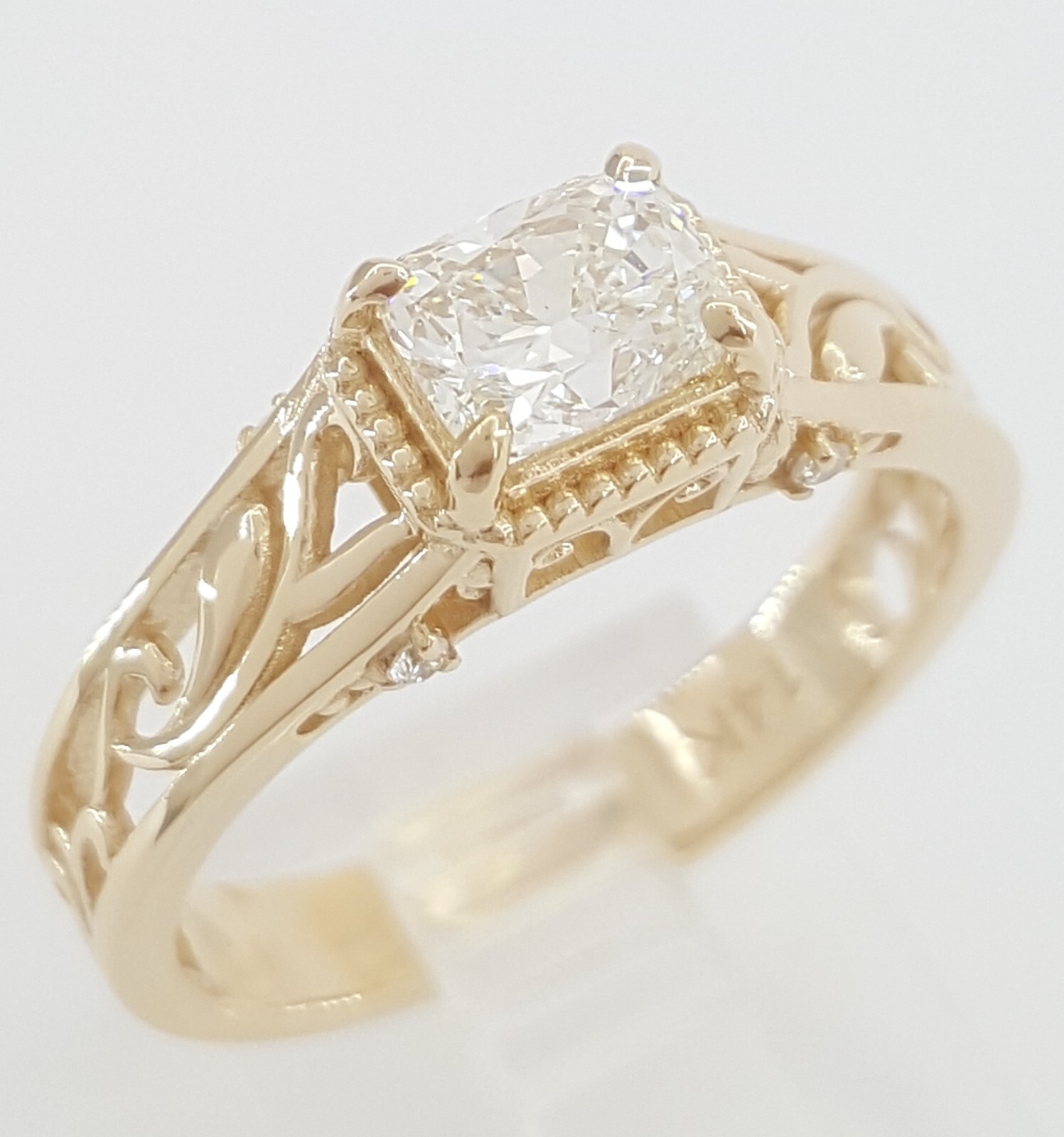 Elongated Cushion Diamond Engagement Ring 14k Yellow Gold GIA 1.06 ct Rt $9K