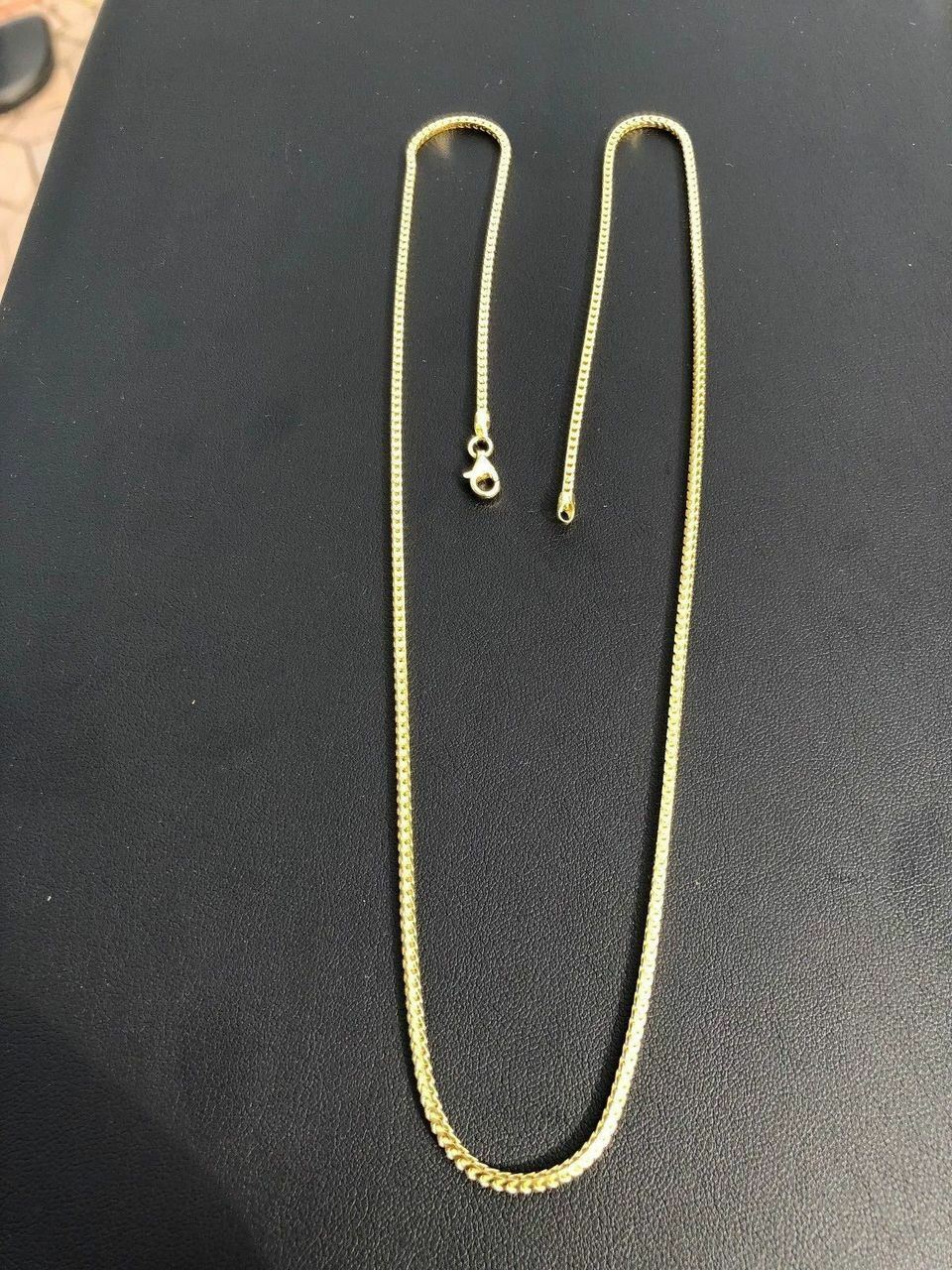 Cadena FRANCO para Hombre Plata De Ley 925 maciza Bañado en oro real de 14K 2MM