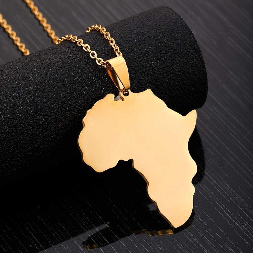 Africa Gold Pendant Necklace – African Continent Map Outline
