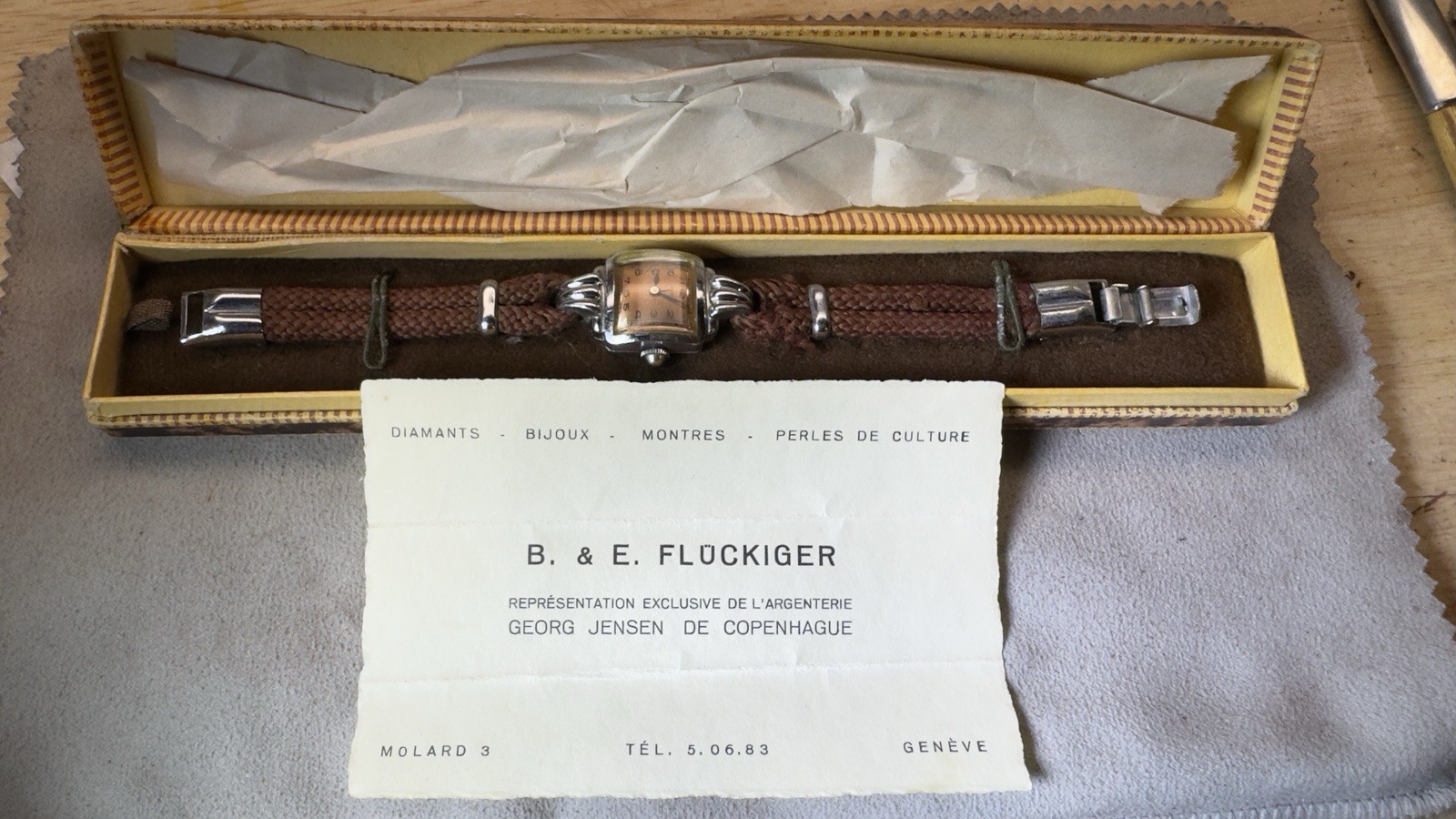Vintage 1940s Helbros Swiss Sterling Silver Ladies Cocktail Watch 15j Box&Papers