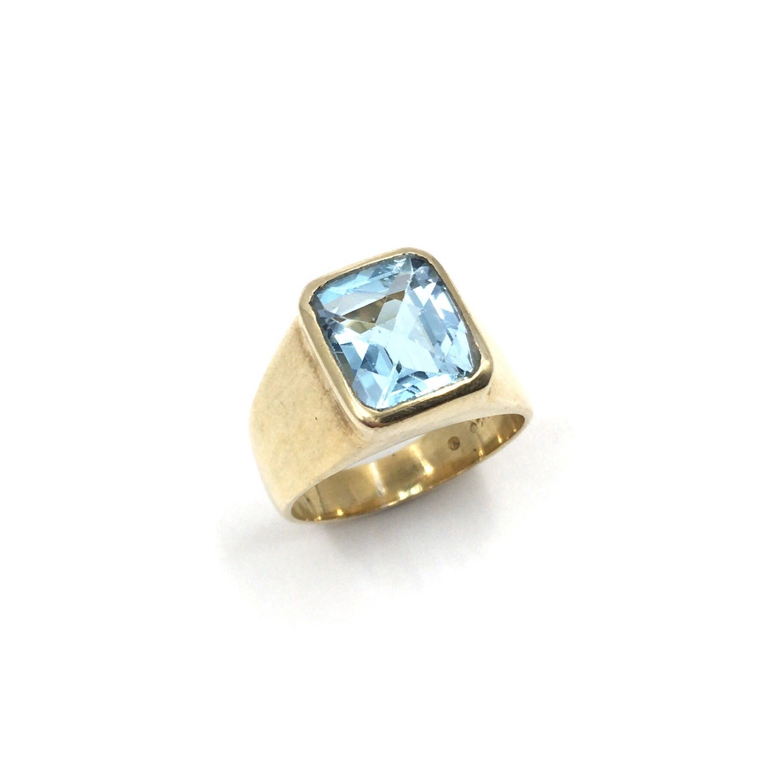 925 Silver Ring Gold Plated 6.53ct Blue Topaz Exclusive Jewellery 20.3mm / 64