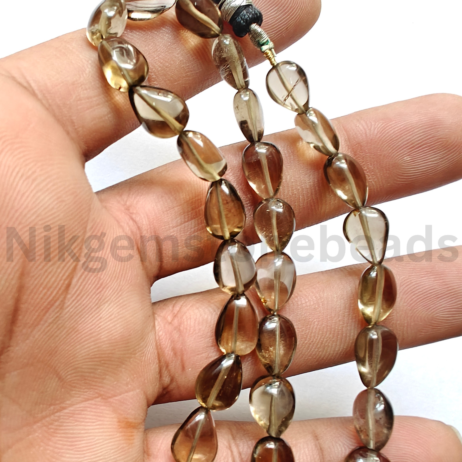 Natural Black Smokey Quartz Stone, Smooth & Plain Pear Cut Beads, 9.75-11.00 MM.