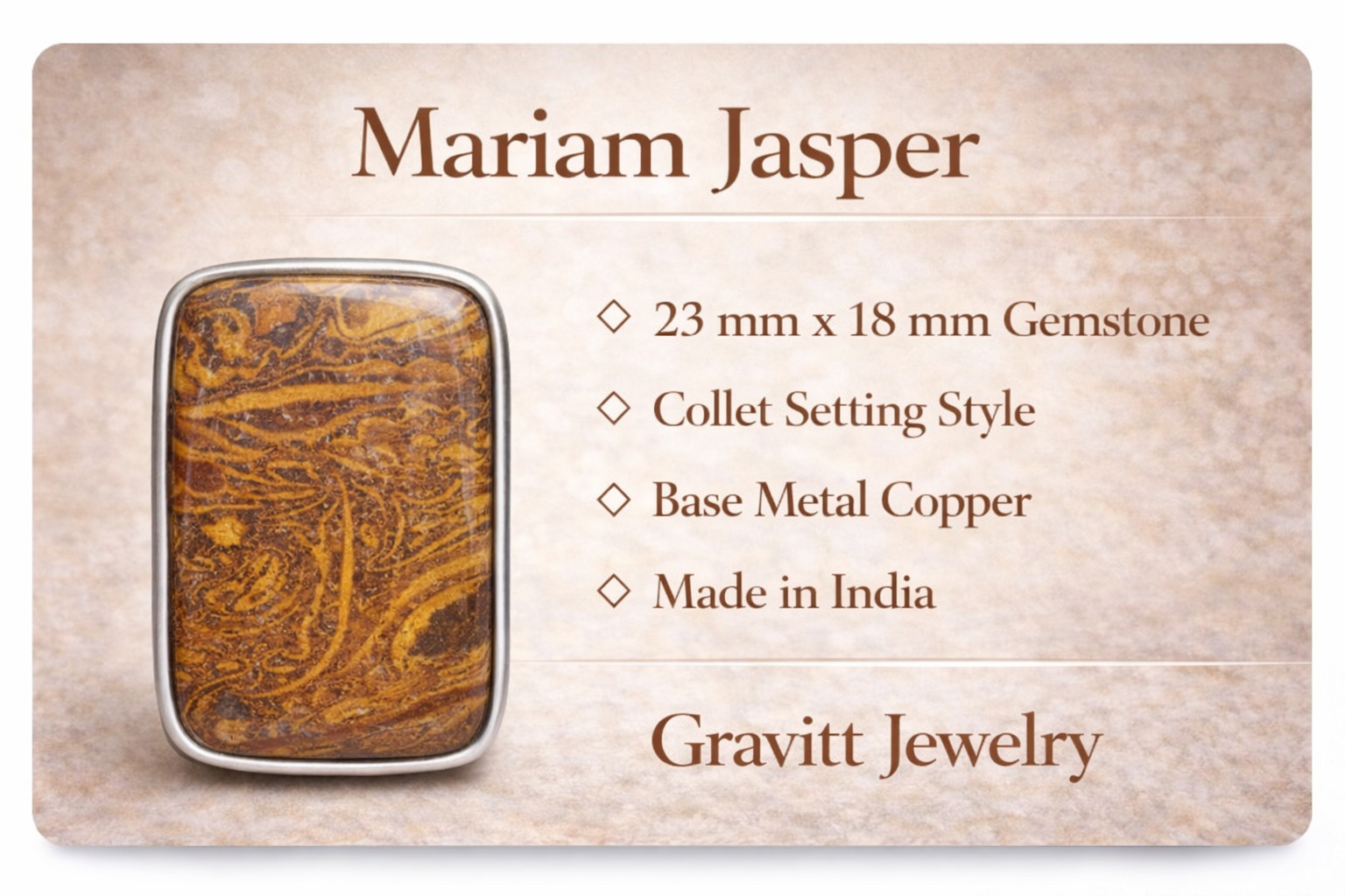 Mariam Jasper 925 Sterling Silver Ring Handmade Artisan Sz 8.75 FREE SHIPPING