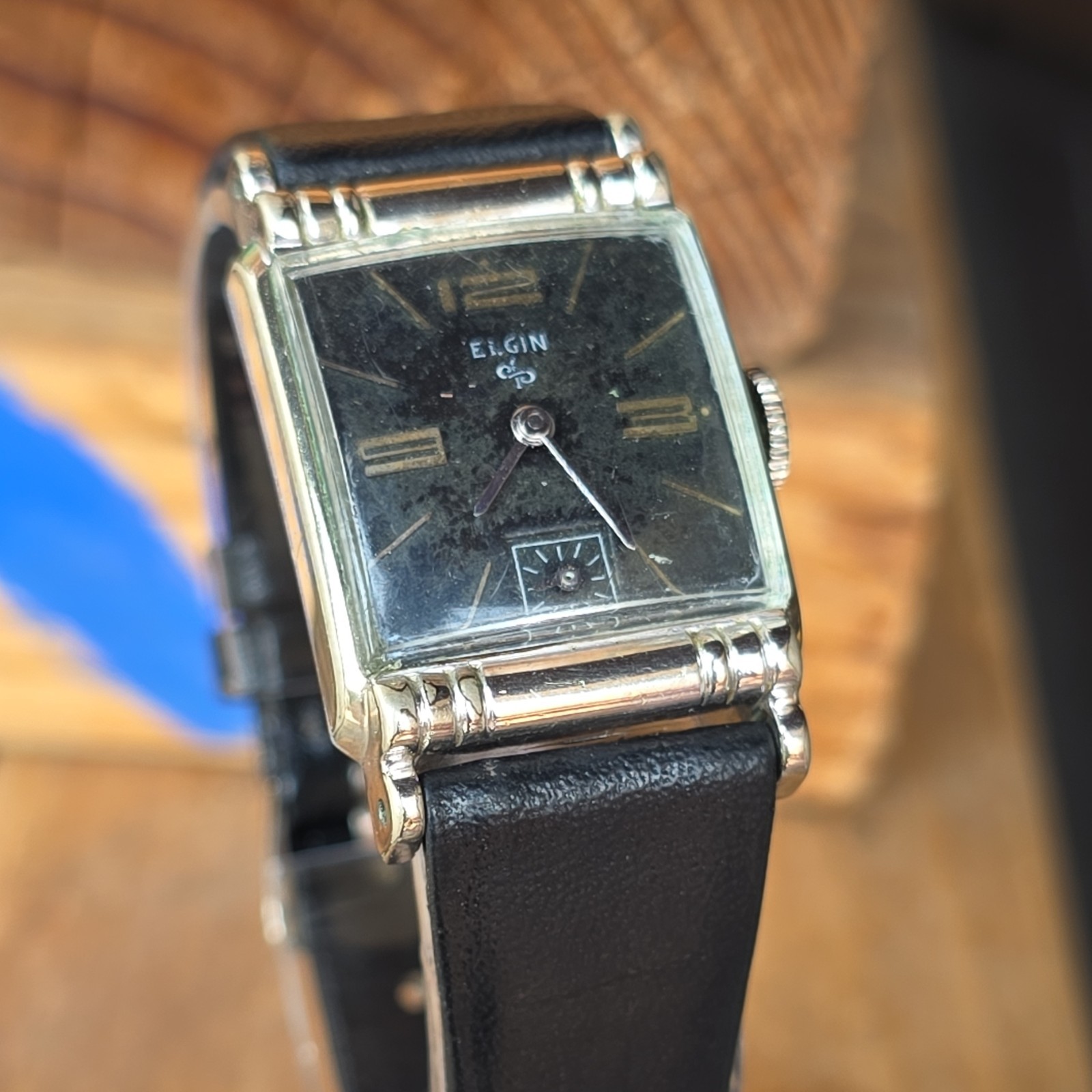 Vtg. 1950s Elgin 23mm Manual Wind, Art Deco Lugs, 10k White GF Case, Runs Smooth