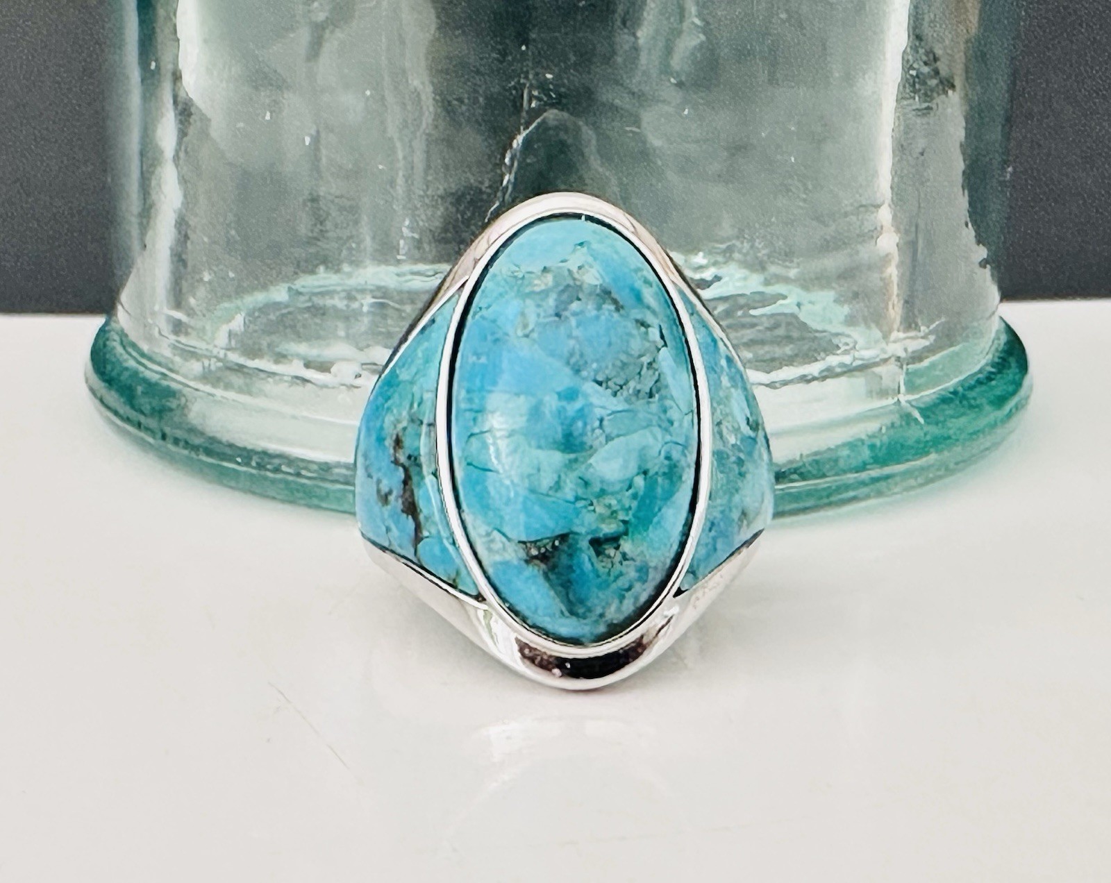 Desihner Southwest STYLE Sterling Silver 925 Turquoise Ring Bold Signed