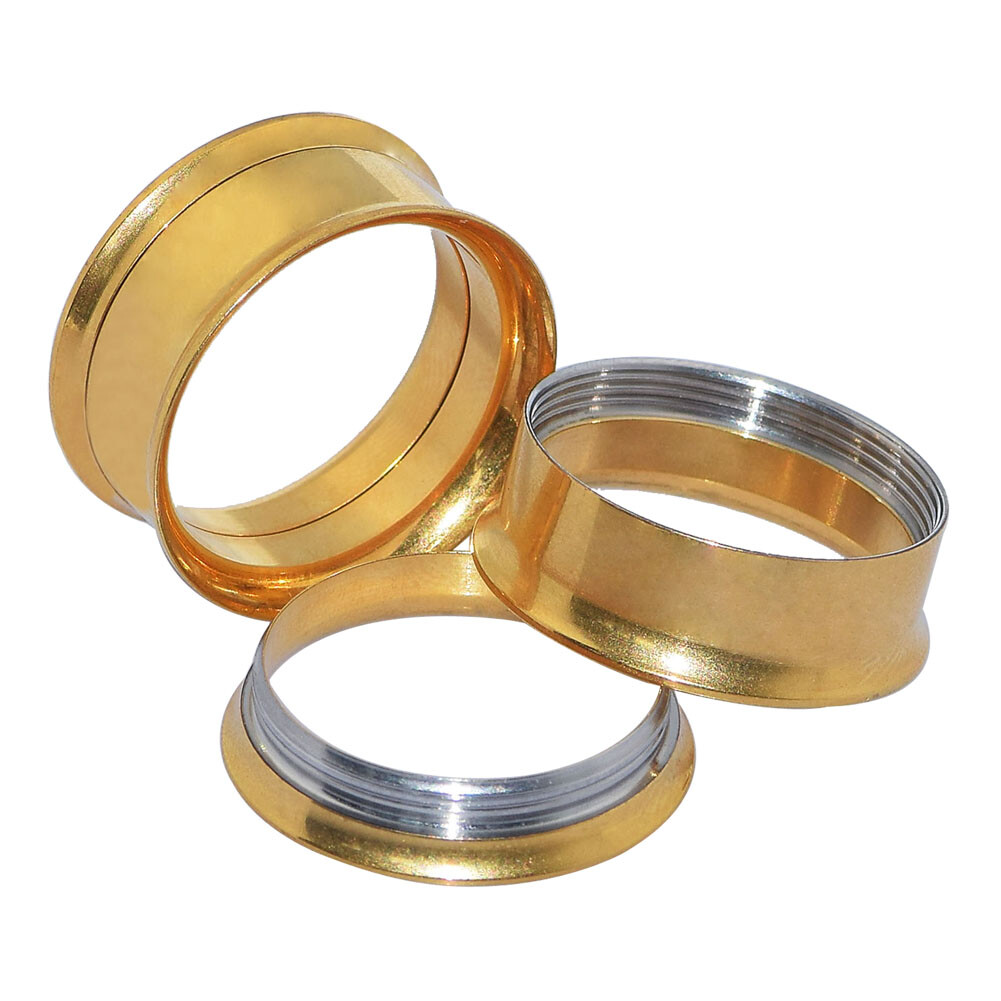 Gold Stainless Steel Ear Gauges Flesh Tunnel Ear Expander Plug Stretcher – TWO