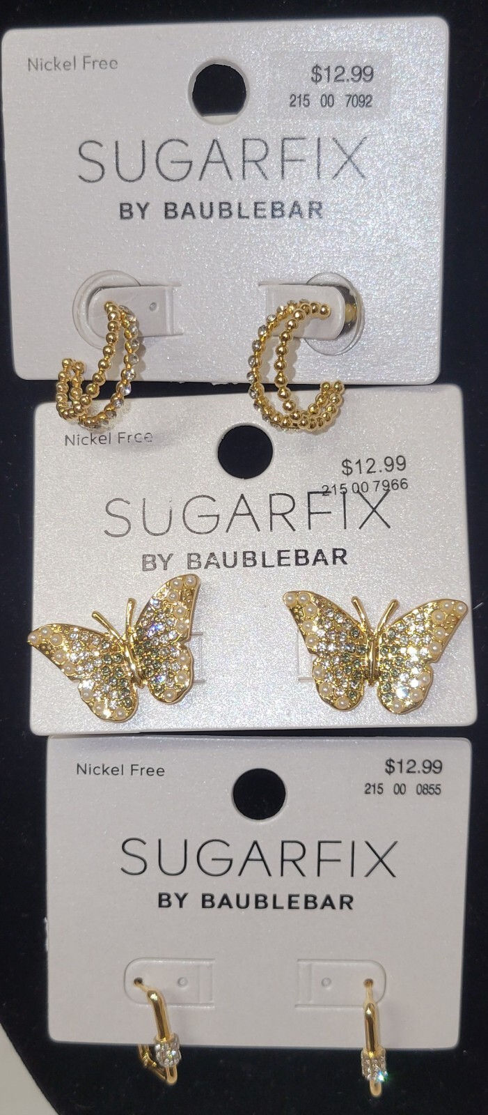 Lot Of 3 Sugar Fix By Baublebar Earrings- Pierced/Post Backing Nickel Free NEW
