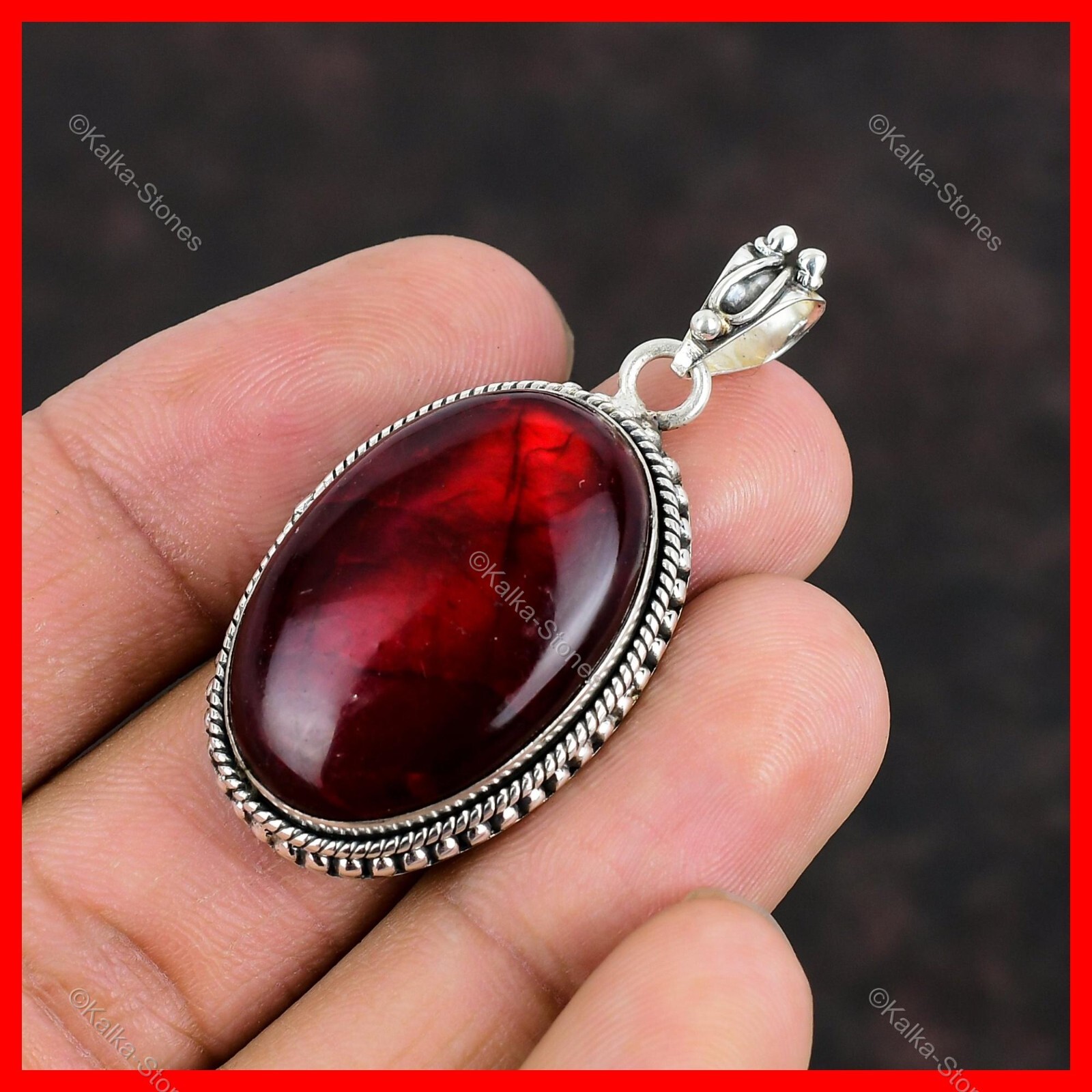 Valentines Deal Red Fire Labradorite Gemstone Sterling Silver Pendant Jewelry