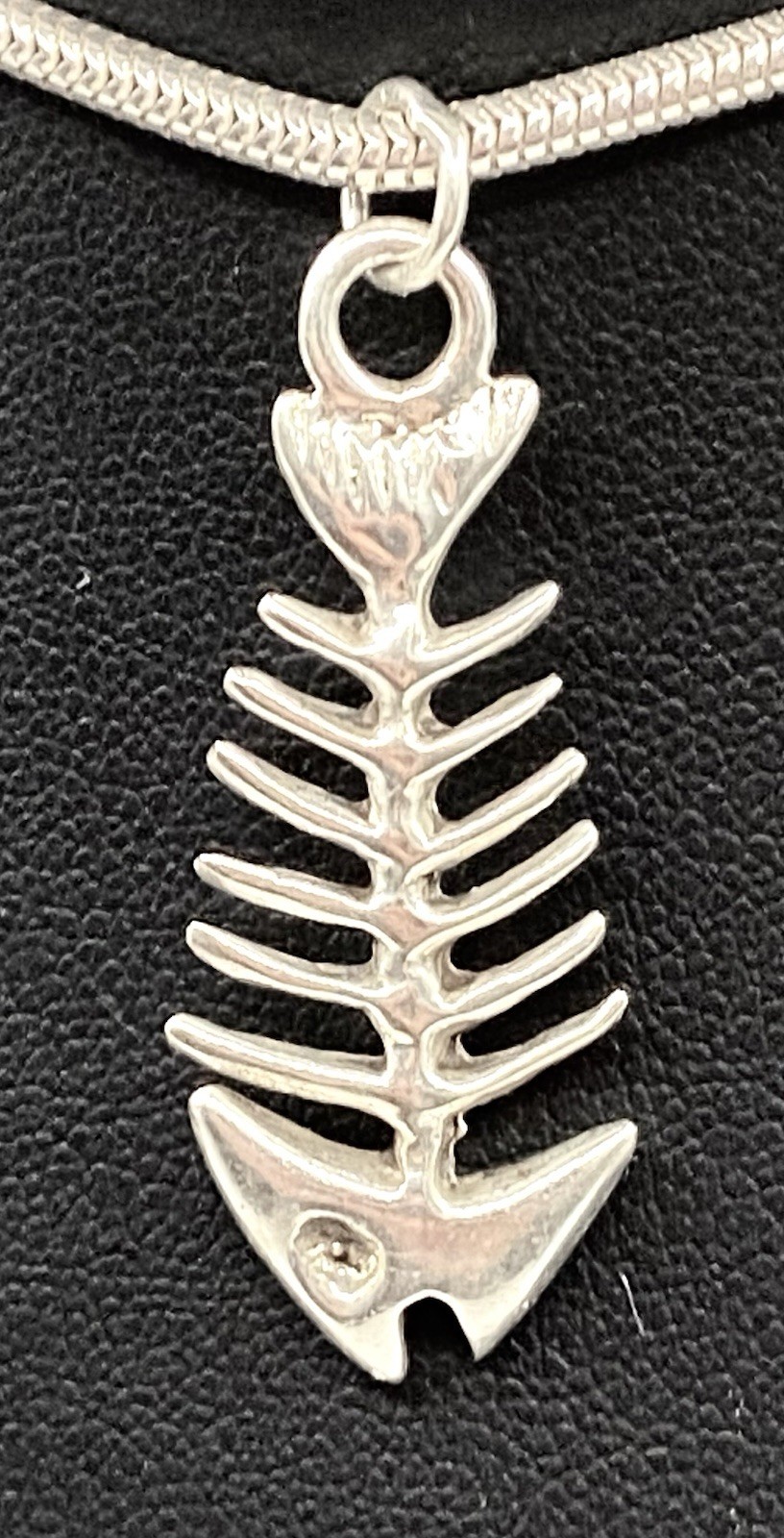 Vintage Sterling Silver Fish Bones Skeleton Pendant 1 5/8” Long