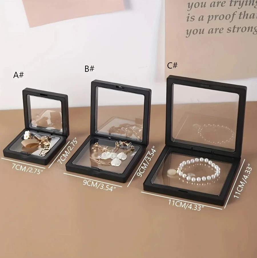 10pcs Transparent Floating Display Box Plastic Film Jewelry Packaging Case