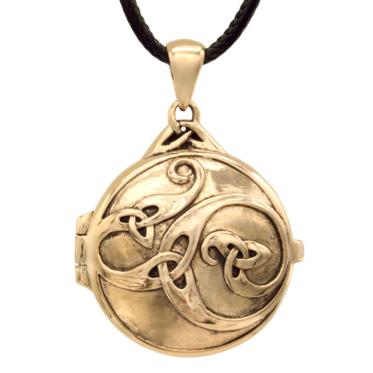 Bronze Celtic Swirl with Hidden Pentacle Locket Wicca Pentagram by Dryad Design