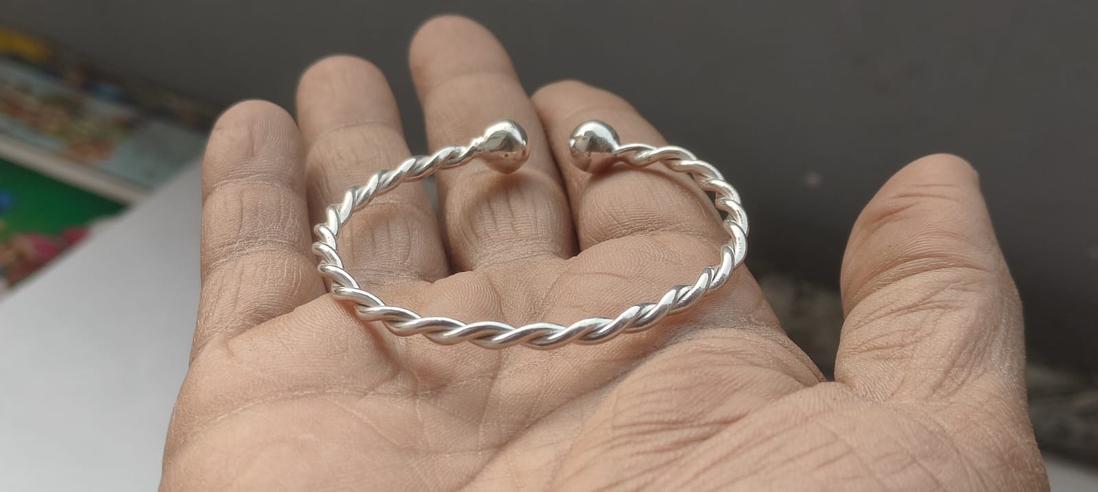Thick Heavy Sterling Silver Ankle bangle, 925 Silver Plain Adjustable Bangle | H