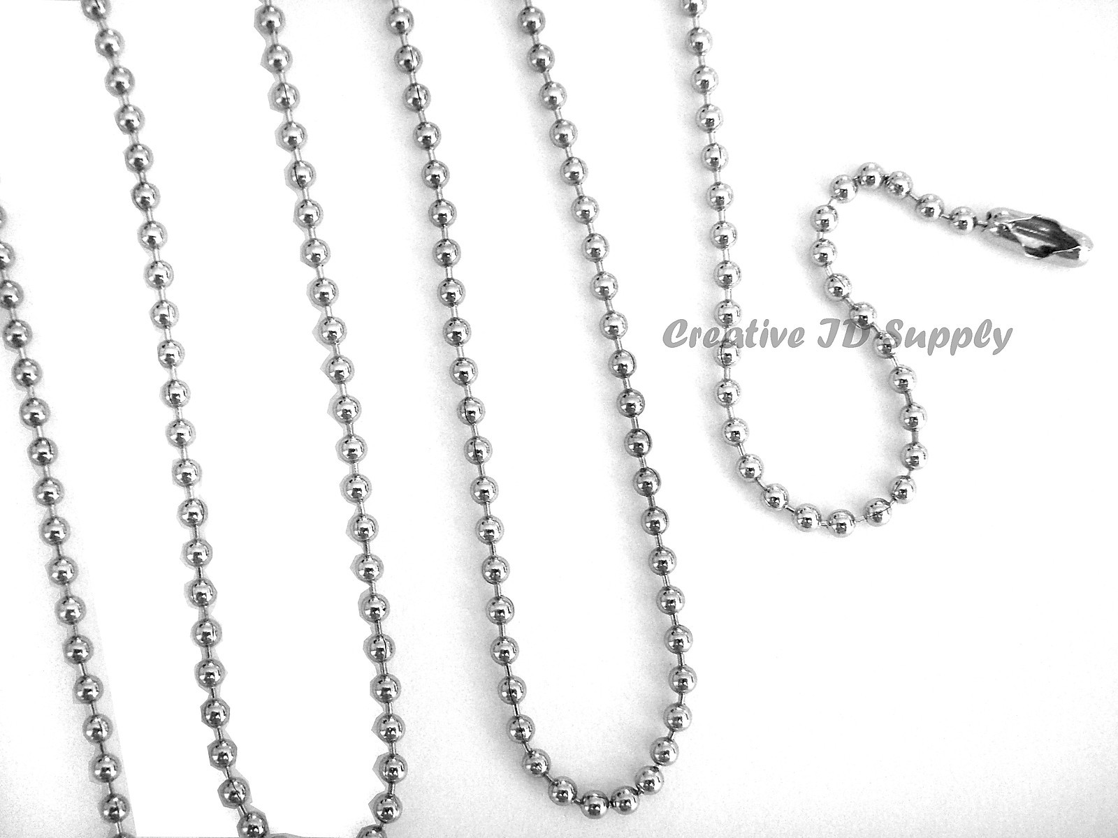 WHOLESALE LOT 500 PCS BALL CHAIN NECKLACE 2.4mm 24″ Nickel Plated Silver New